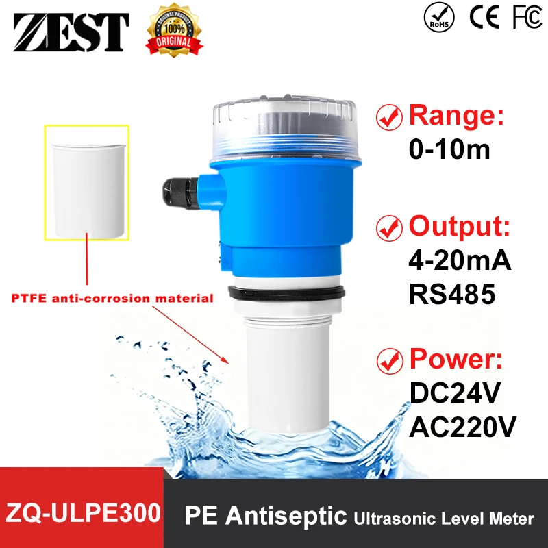 ZQ-ULPE300 Antiseptic Ultrasonic Level Meter for Tanks water level transmitter 4-20mA RS485 Transmitter DC24V 220V Power Supply
ZQ-ULPE300 Antiseptic Ultrasonic Level Meter for Tanks water level transmitter 4-20mA RS485 Transmitter DC24V 220V Power Supply