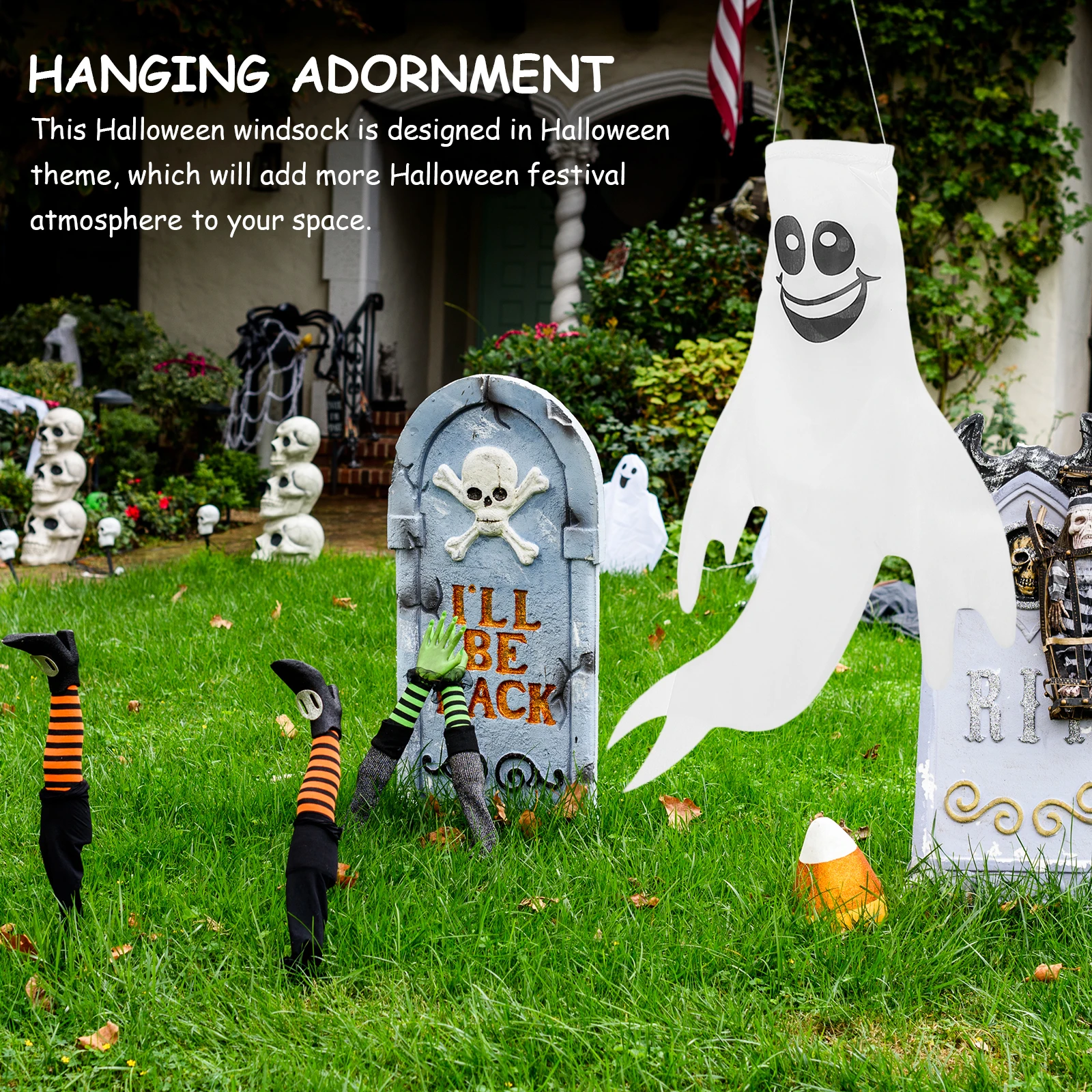 Ghost Flag Decoration Halloween Ornament Hanging Windsock Pendant Direction Halloweeen Household
Ghost Flag Decoration Halloween Ornament Hanging Windsock Pendant Direction Halloweeen Household