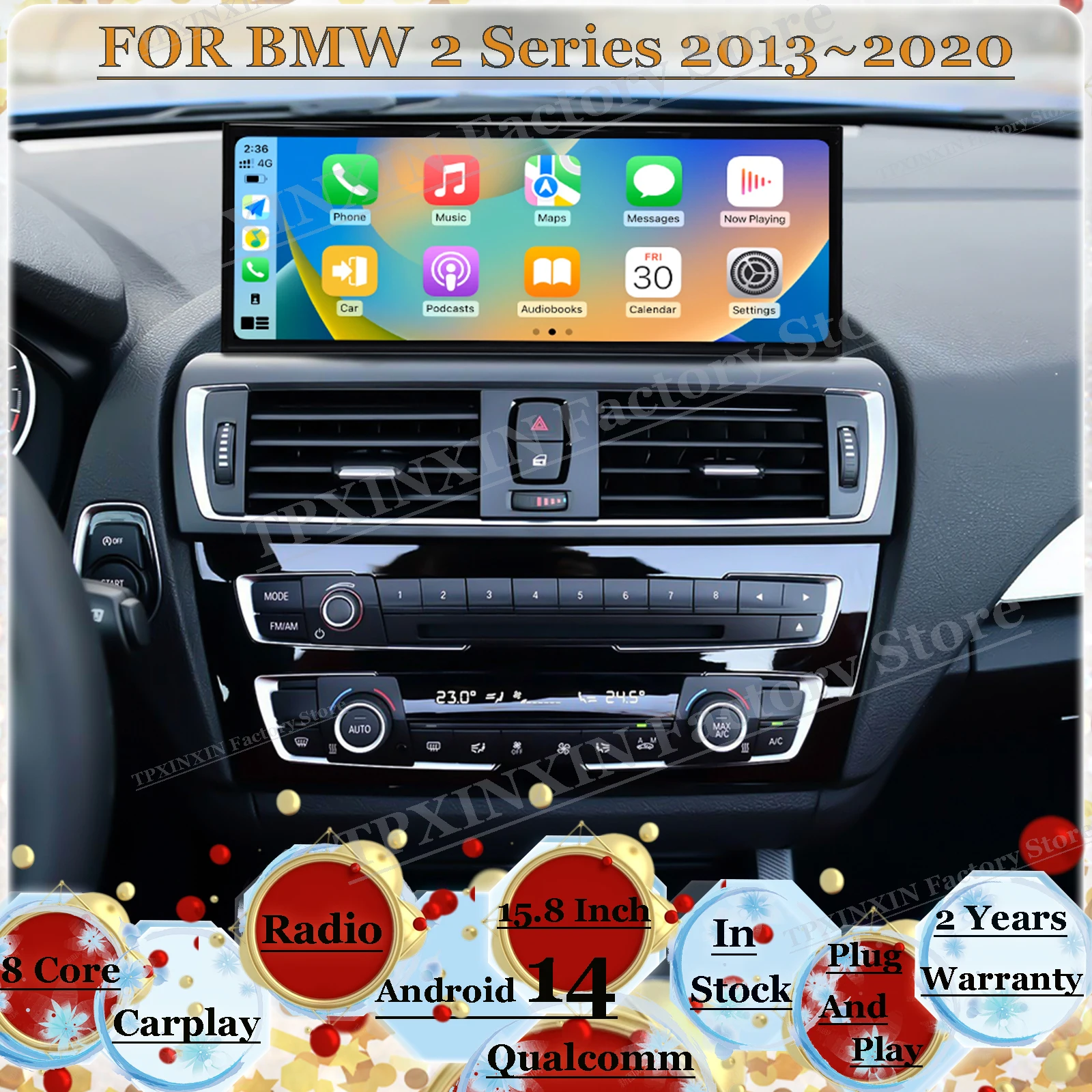 15.8 Inch 8 Core Android 14 Multimedia For BMW 2 Series 2013~2020 GPS Navigation Car Radio Stereo Receiver Carplay 4G Head Unit
15.8 Inch 8 Core Android 14 Multimedia For BMW 2 Series 2013~2020 GPS Navigation Car Radio Stereo Receiver Carplay 4G Head Unit