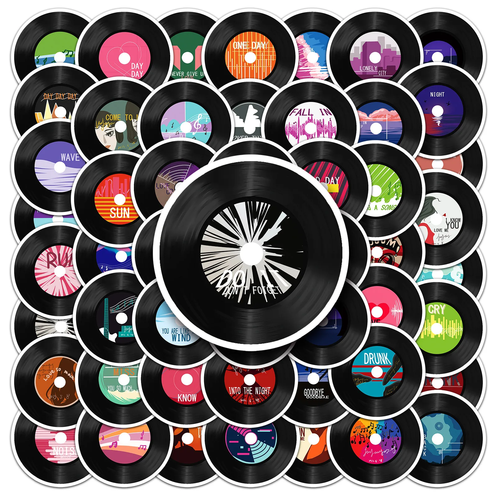 50Pcs Black Records graffiti DIY cartoon Decoratio phone Luggage Laptop Guitar Bike Skateboard fridge helmetKid waterpro sticker
50Pcs Black Records graffiti DIY cartoon Decoratio phone Luggage Laptop Guitar Bike Skateboard fridge helmetKid waterpro sticker