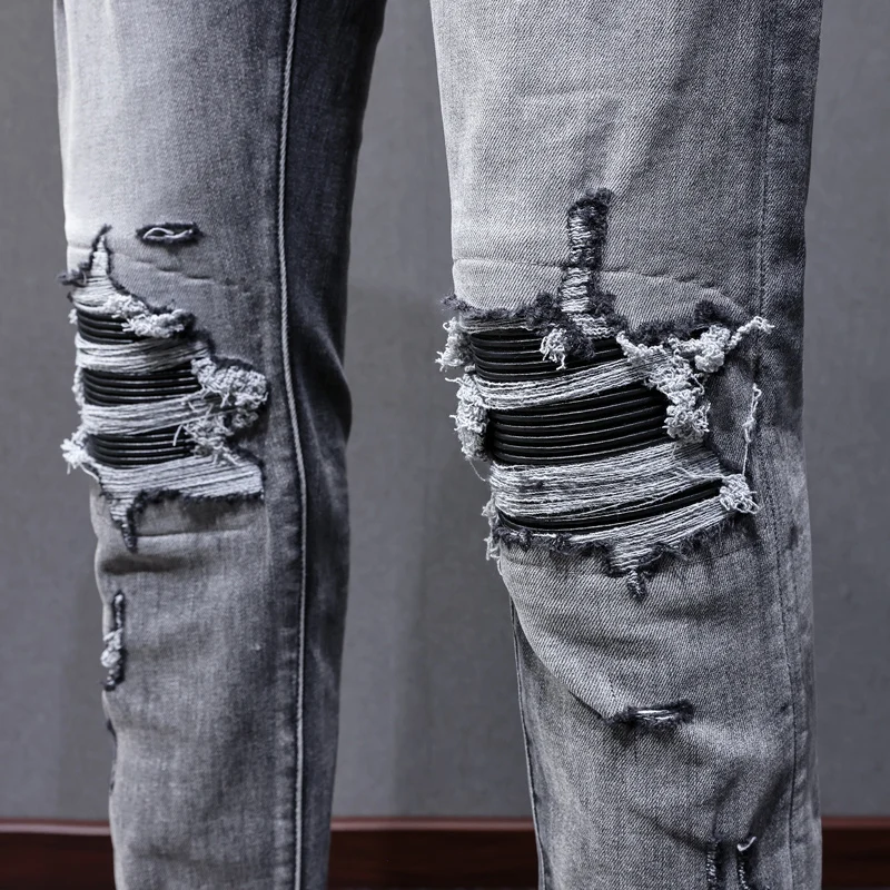 Y2K Fashion Men's Jeans Washed Retro Stretch Slim Fit Black Grey Patched Leather Jeans Street Hip Hop Brand Pants Y2K
Y2K Fashion Men's Jeans Washed Retro Stretch Slim Fit Black Grey Patched Leather Jeans Street Hip Hop Brand Pants Y2K