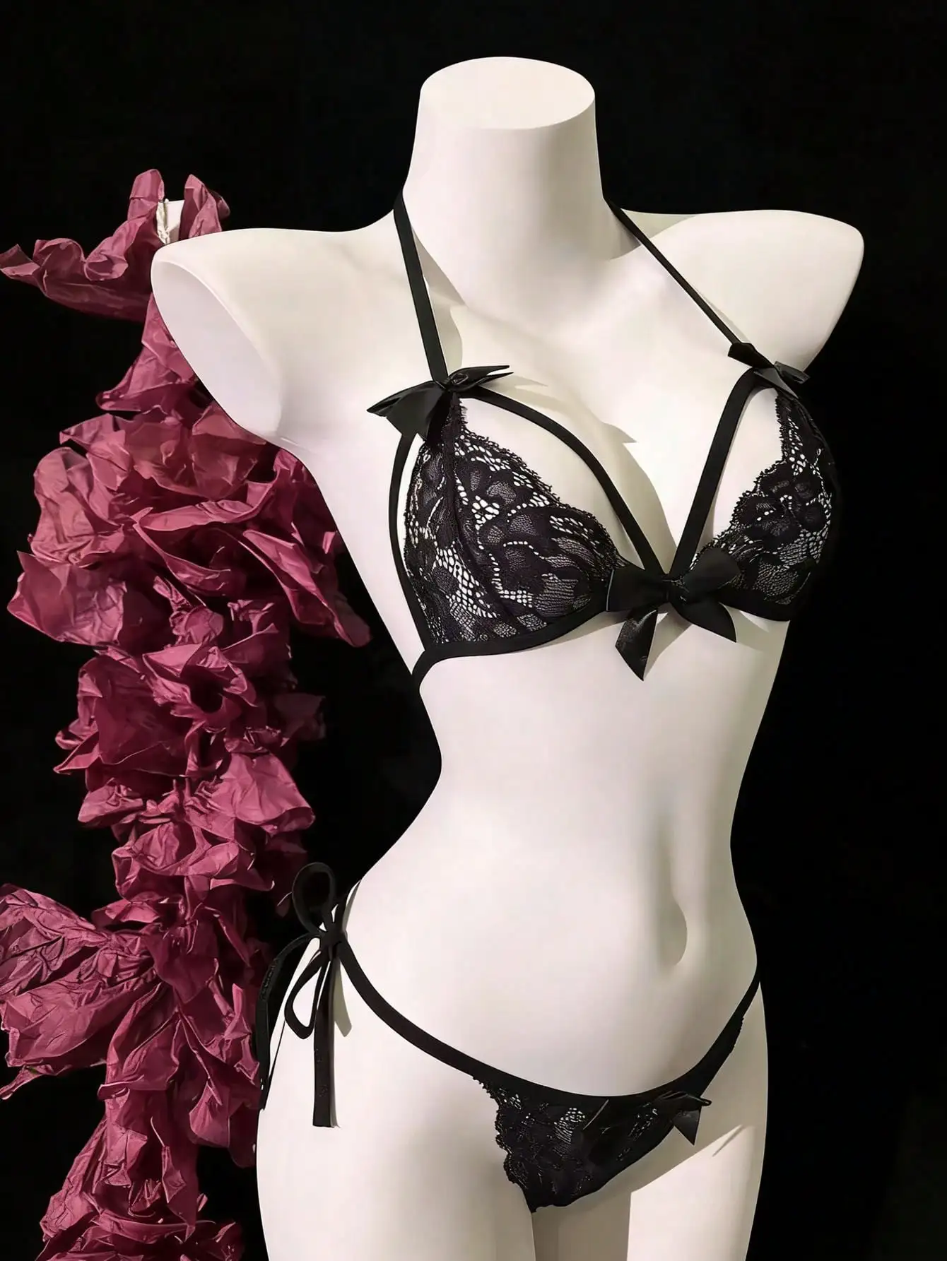 Комплект женского кружевного белья из 2 предметов с бантом, сексуальный бюстгальтер и трусики для сна или вечеринок
Комплект женского кружевного белья из 2 предметов с бантом, сексуальный бюстгальтер и трусики для сна или вечеринок