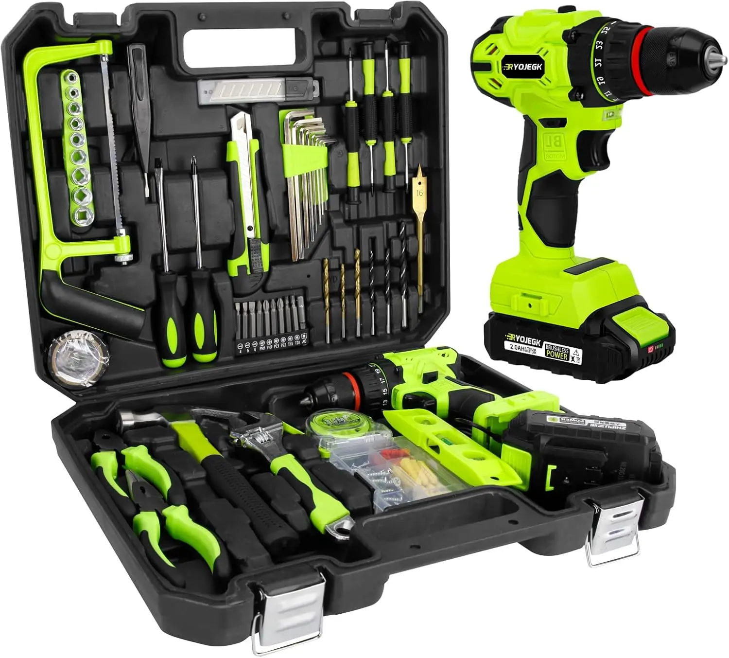 Home Tool Set with Brushless Drill, 20V 119PCS Cordless Drill Tool Box with Battery, Tool Kit with Drill for Men & Woman, 24+1 K
Home Tool Set with Brushless Drill, 20V 119PCS Cordless Drill Tool Box with Battery, Tool Kit with Drill for Men & Woman, 24+1 K
