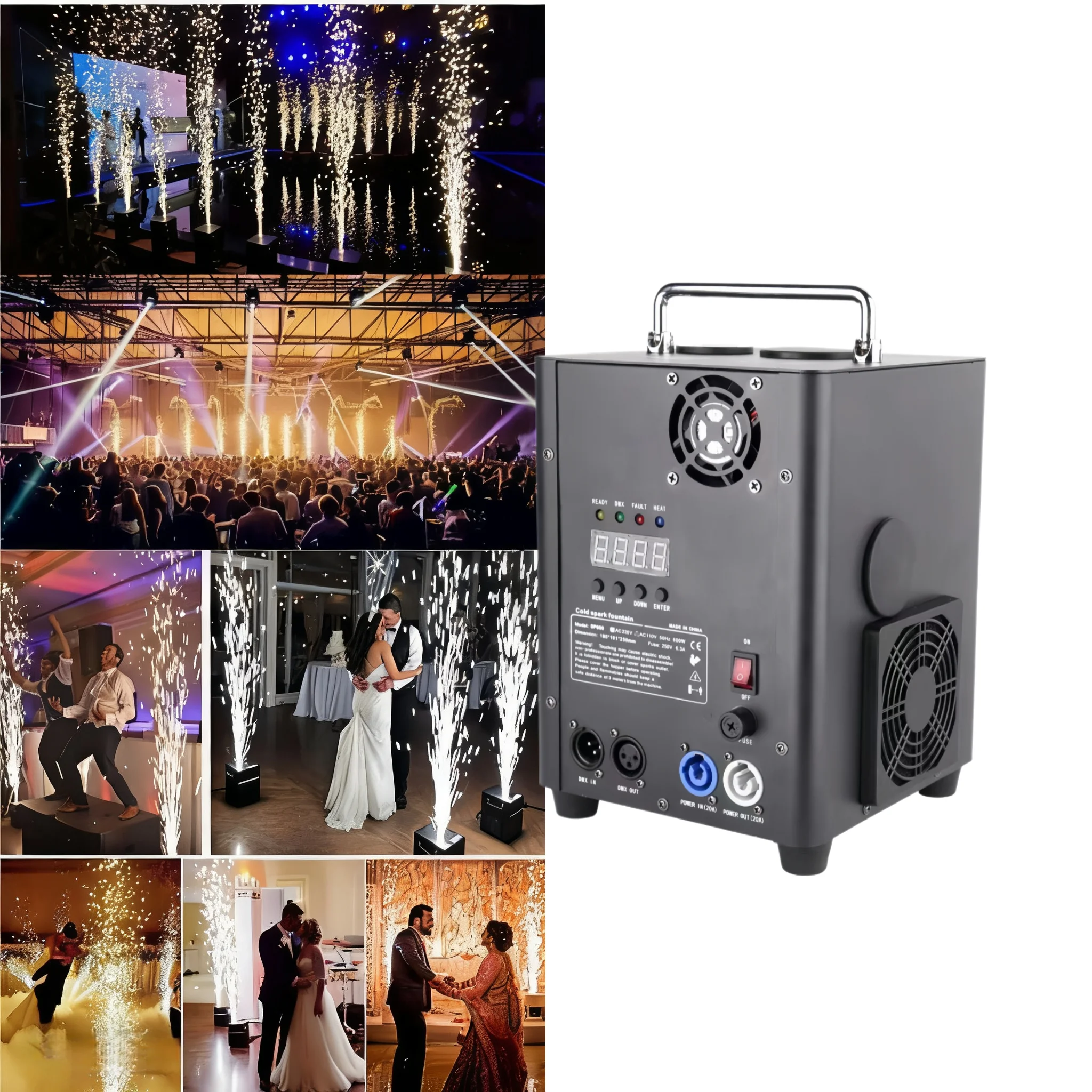 700W Cold Sparks Machine Spark Output for Commercial Event Decor Stage special effects Remote control available
700W Cold Sparks Machine Spark Output for Commercial Event Decor Stage special effects Remote control available