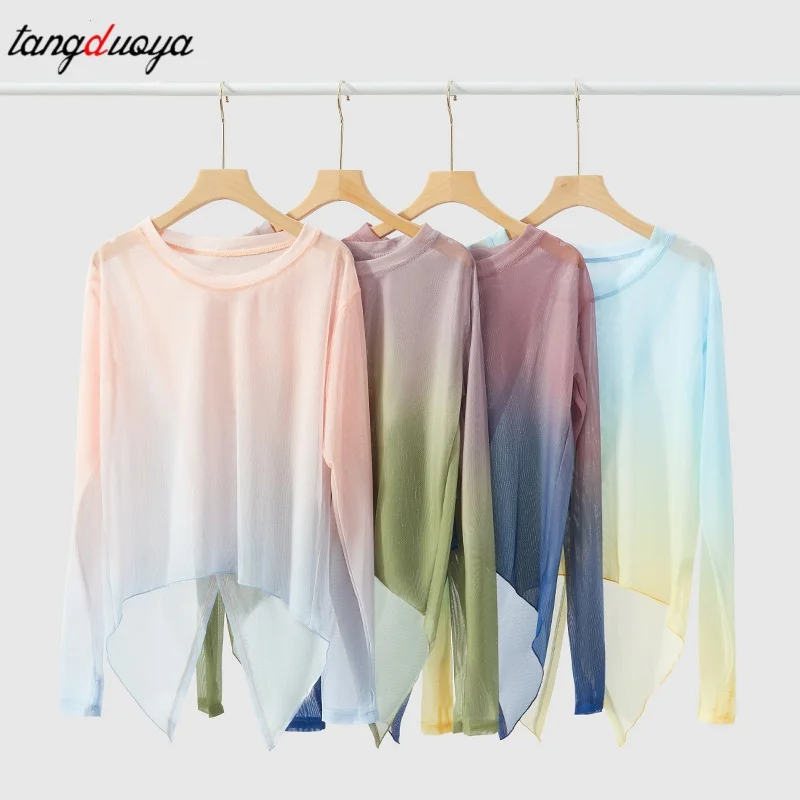 Gradient Gauze Top Women Classical Dance Practice Top Thumb Finger Hole Long Sleeve Folk Dancewear Sexy Transparent Asymmetrical
Gradient Gauze Top Women Classical Dance Practice Top Thumb Finger Hole Long Sleeve Folk Dancewear Sexy Transparent Asymmetrical