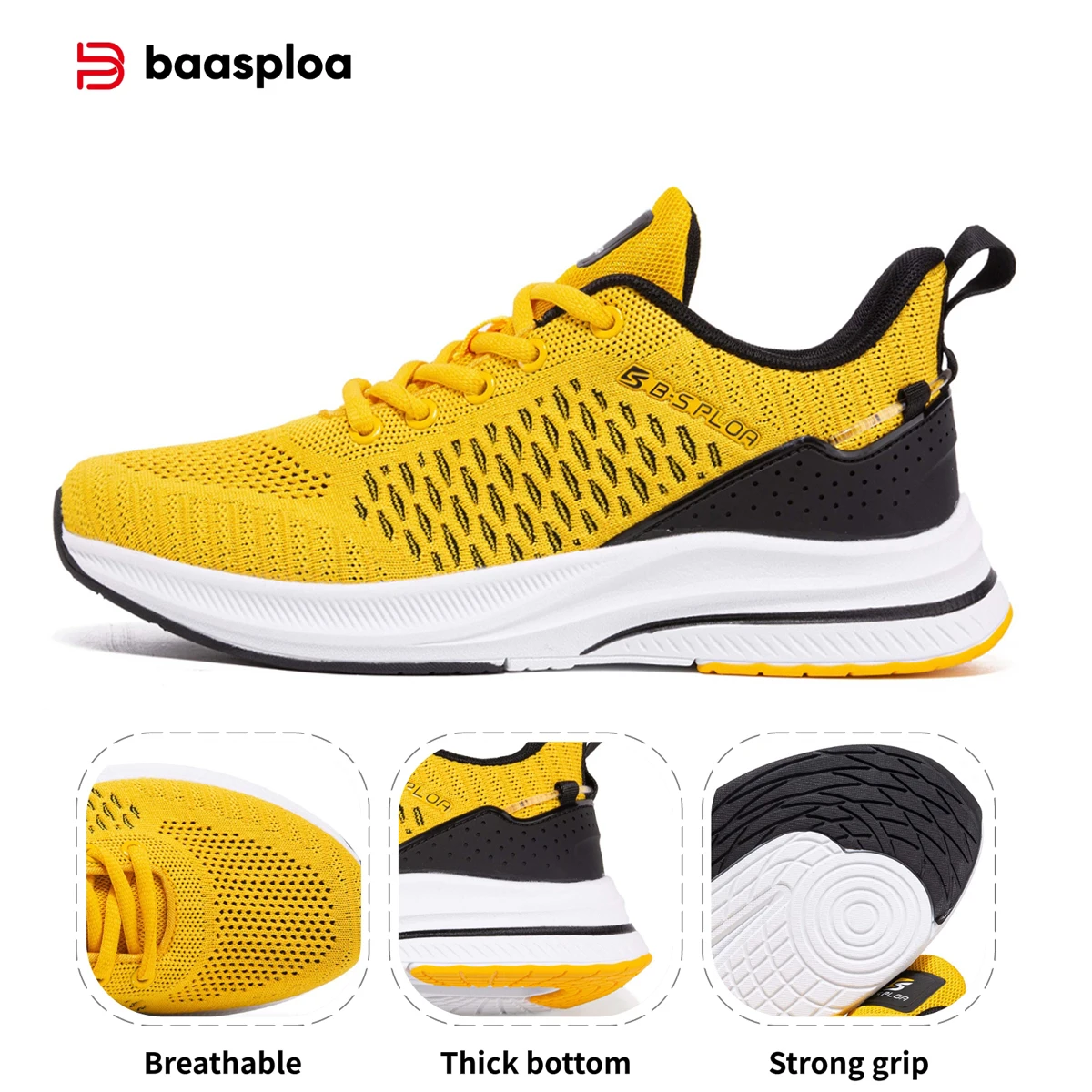 Baasploa Men Running Shoes Breathable Mesh Sport Sneakers Plus Size 41-48 Male Classic Casual shoes Non-slip Outdoor Comfort
Baasploa Men Running Shoes Breathable Mesh Sport Sneakers Plus Size 41-48 Male Classic Casual shoes Non-slip Outdoor Comfort