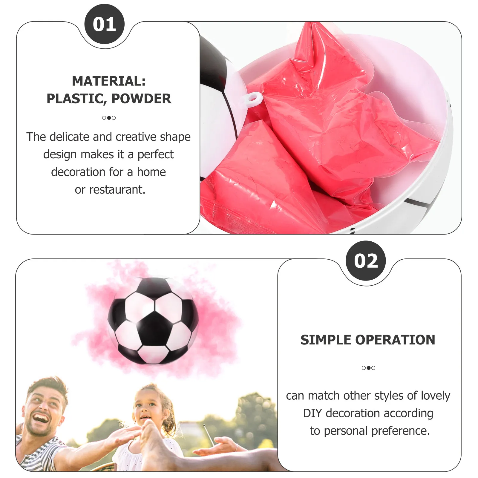 1Set Gender Display Football Filled with Vibrant Powder for Party Scene Layout Fun Reveal Moments Decorative Ornaments Set
1Set Gender Display Football Filled with Vibrant Powder for Party Scene Layout Fun Reveal Moments Decorative Ornaments Set
