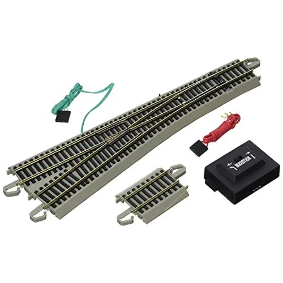 HO Scale trains snap-fit E-Z TRACK 5 left turnout with nickel silver rail and gray roadbed for model railway layout
HO Scale trains snap-fit E-Z TRACK 5 left turnout with nickel silver rail and gray roadbed for model railway layout