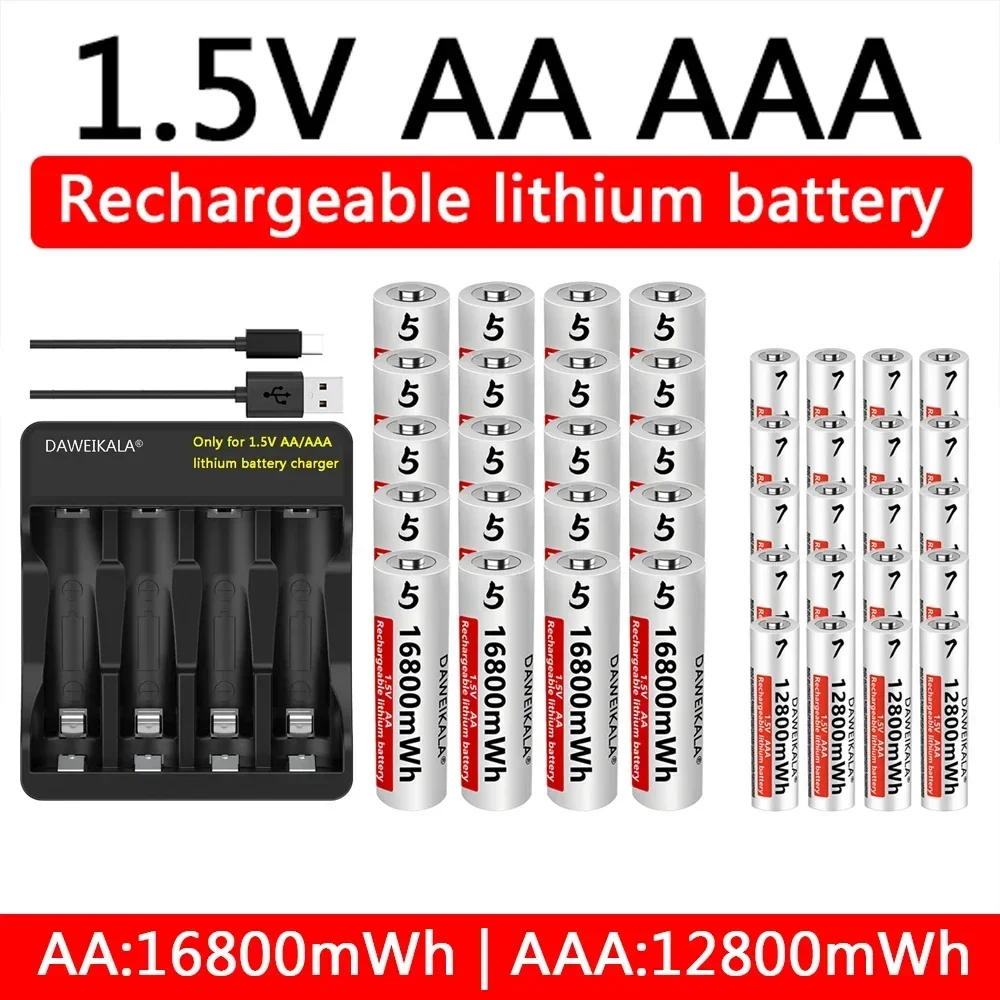 AA AAA rechargeable battery 1.5V lithium battery long life for Mouse Flashlight Fan Game Machine electric toy
AA AAA rechargeable battery 1.5V lithium battery long life for Mouse Flashlight Fan Game Machine electric toy