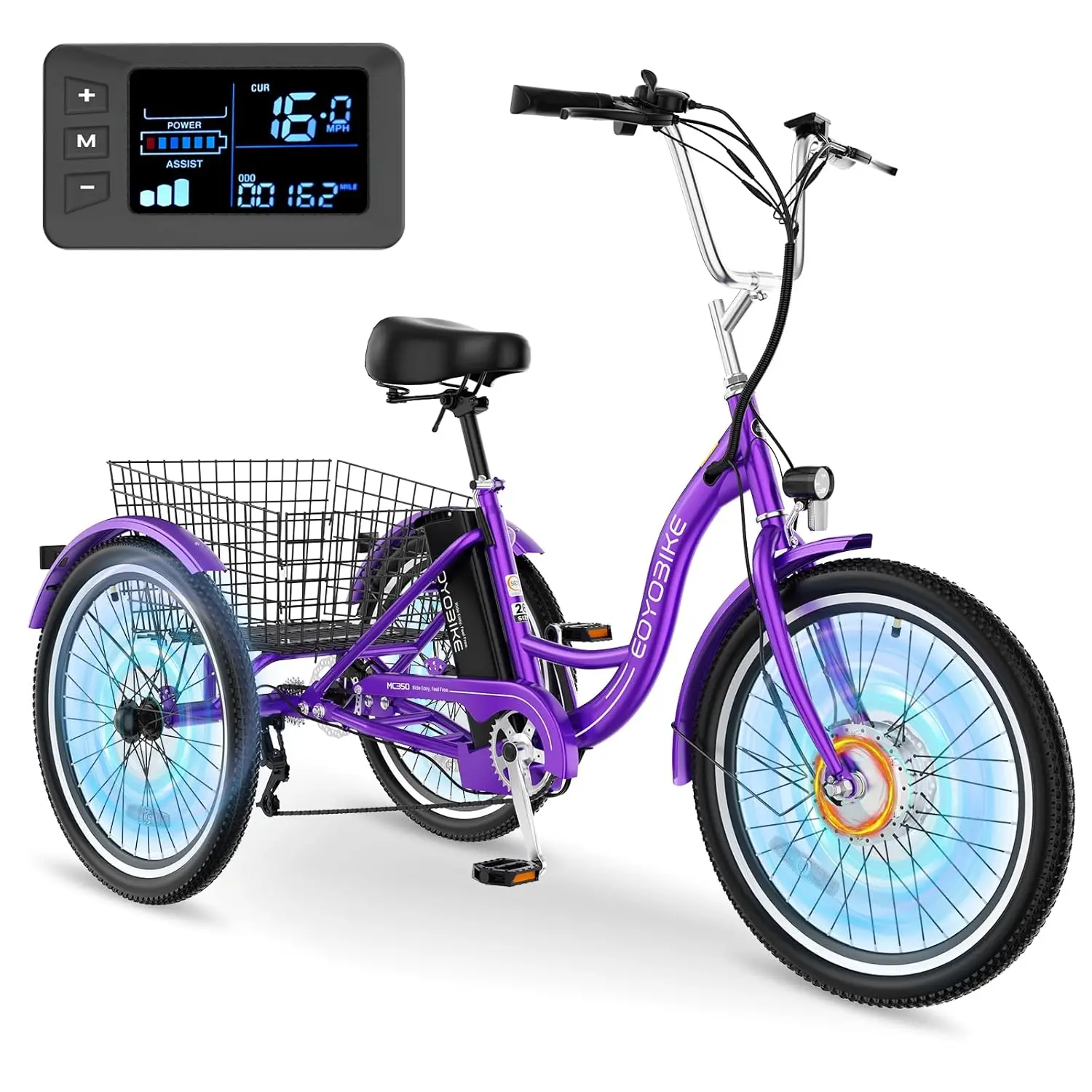 Electric Tricycles for Adults, 3 Wheel E-Bike with 350W Motor, Folding & Cruiser Frame Options, 7, Customized
Electric Tricycles for Adults, 3 Wheel E-Bike with 350W Motor, Folding & Cruiser Frame Options, 7, Customized