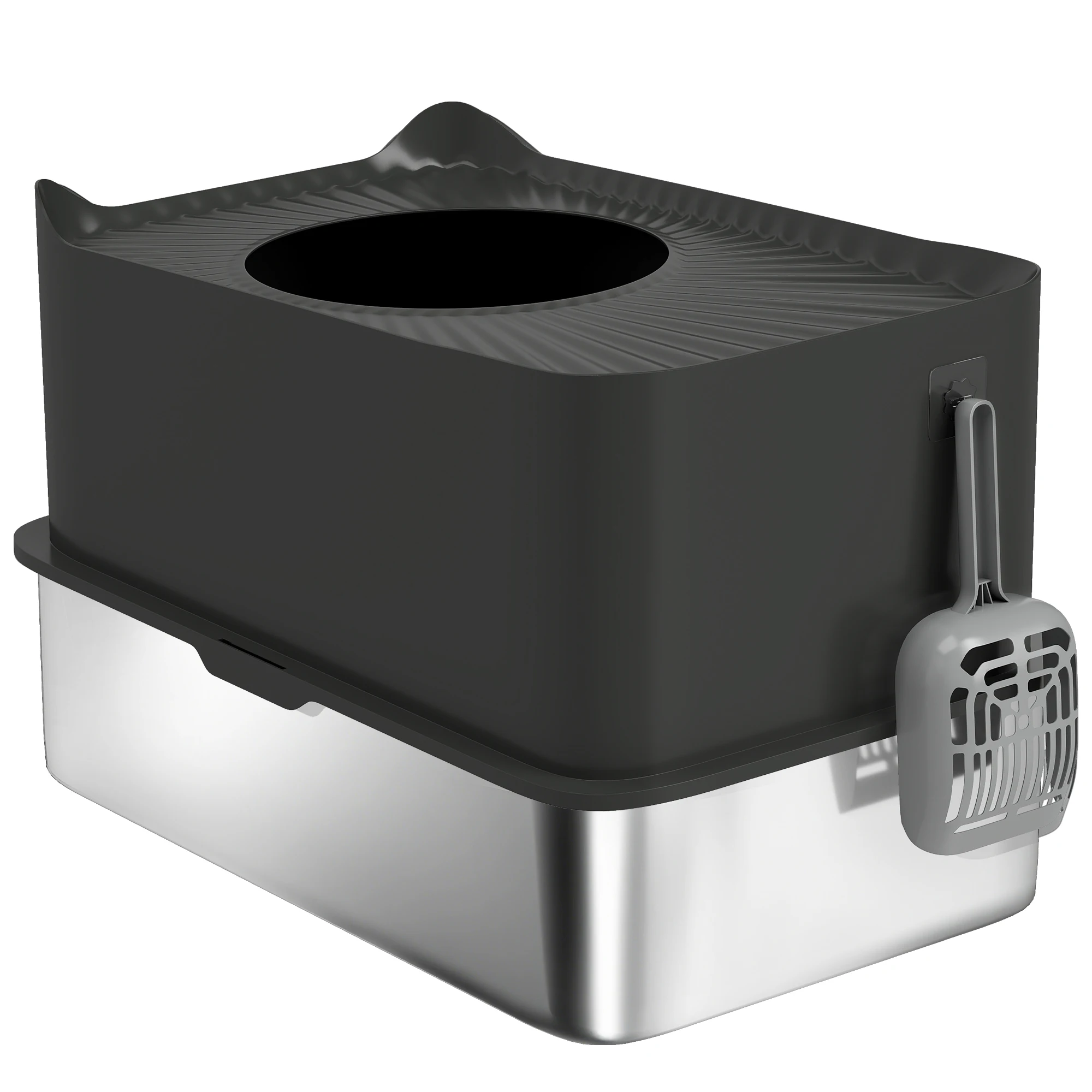 Top Entry Stainless Steel Cat Litter Box 23.6x15.7x15 Inch Enclosed with Scoop Non Slip Pads for Cats Up to 20 lbs Black
Top Entry Stainless Steel Cat Litter Box 23.6x15.7x15 Inch Enclosed with Scoop Non Slip Pads for Cats Up to 20 lbs Black