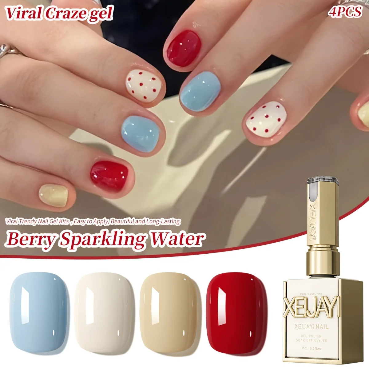 XEIJAYI 4Pcs 15ML Solid Color Series Nail Gel Set Semi Permanent Nail Art Soaking UV LED Nail Salon DIY Nail Salon Gel
XEIJAYI 4Pcs 15ML Solid Color Series Nail Gel Set Semi Permanent Nail Art Soaking UV LED Nail Salon DIY Nail Salon Gel