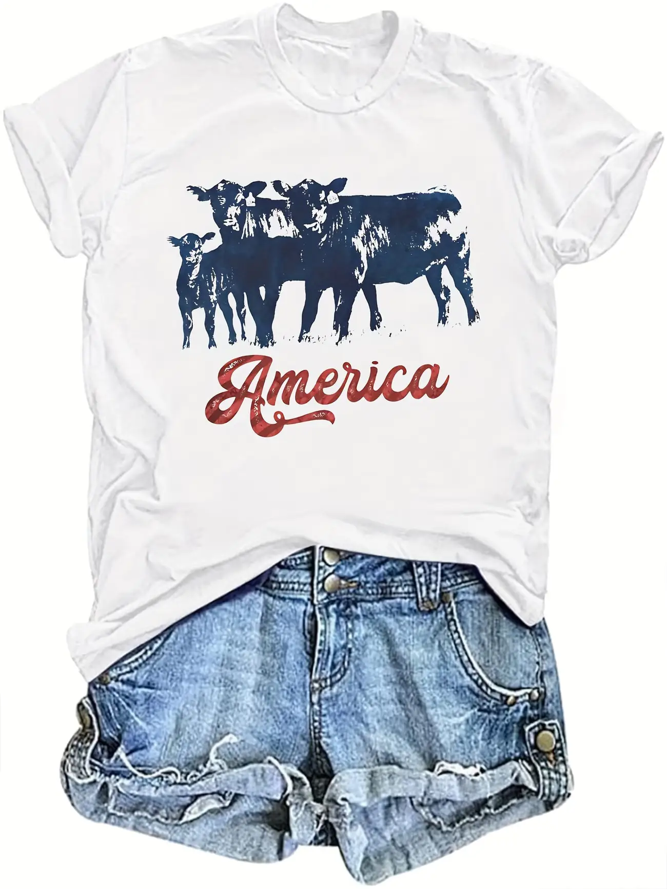 Plus size women's short sleeve T-shirt Cows America Label Design Print soft and comfortable fabric summer outfits women's
Plus size women's short sleeve T-shirt Cows America Label Design Print soft and comfortable fabric summer outfits women's