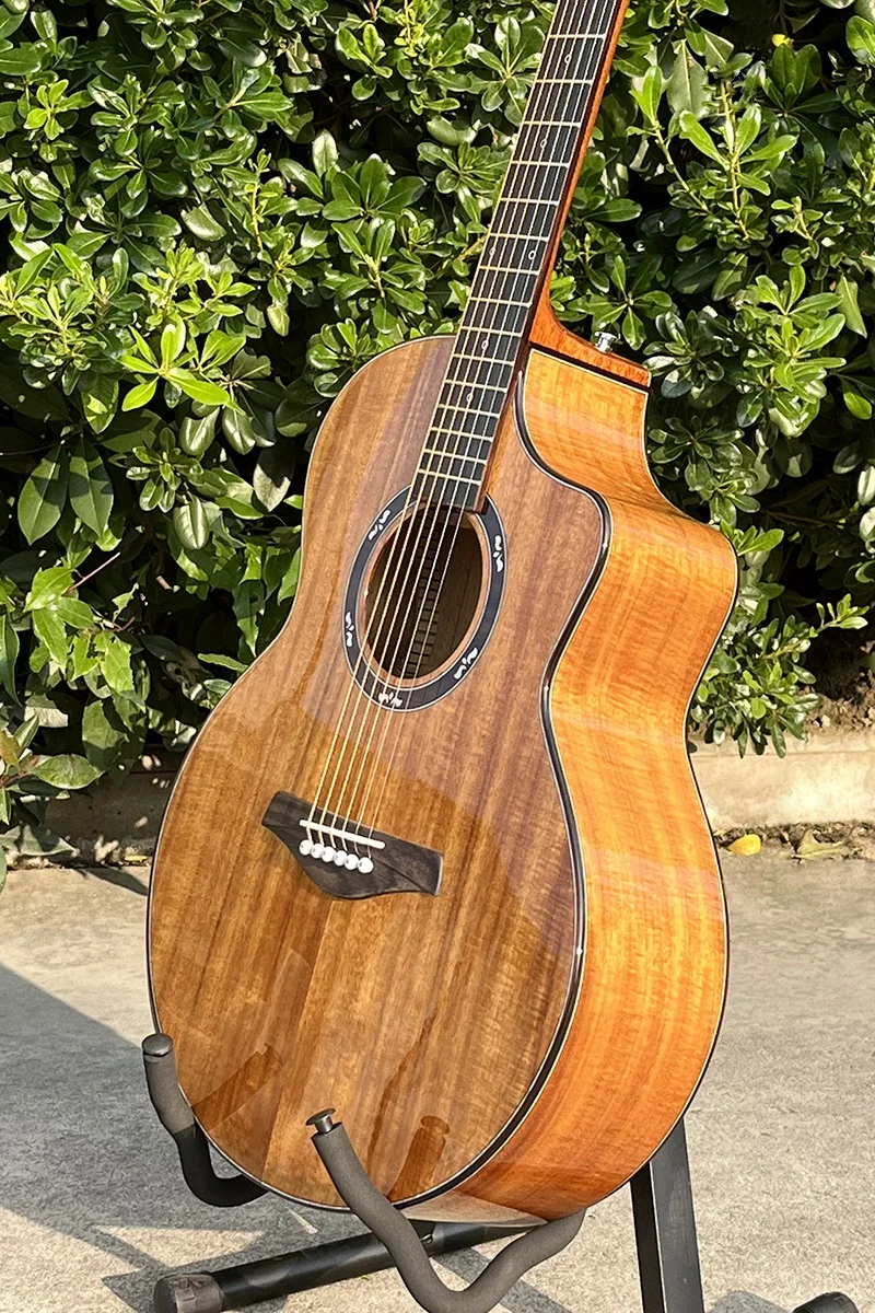 41 Inch Jumbo Finger Style Solid Koa Cutaway Acoustic Guitar Plywood Koa Back and Side with Armrest and Port Good for Playing
41 Inch Jumbo Finger Style Solid Koa Cutaway Acoustic Guitar Plywood Koa Back and Side with Armrest and Port Good for Playing