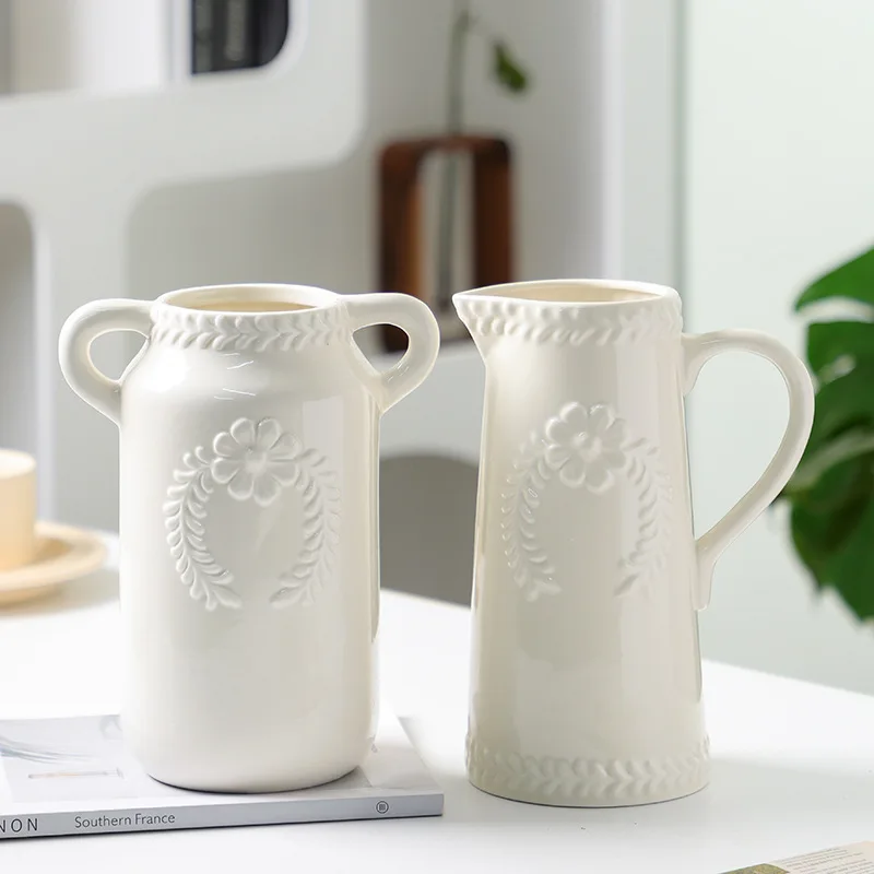 1pc French Ceramic Vase Decoration White Milk Pot Hydroponic Flower Planter Ceramic Relief Vase Office Desktop Decoration
1pc French Ceramic Vase Decoration White Milk Pot Hydroponic Flower Planter Ceramic Relief Vase Office Desktop Decoration