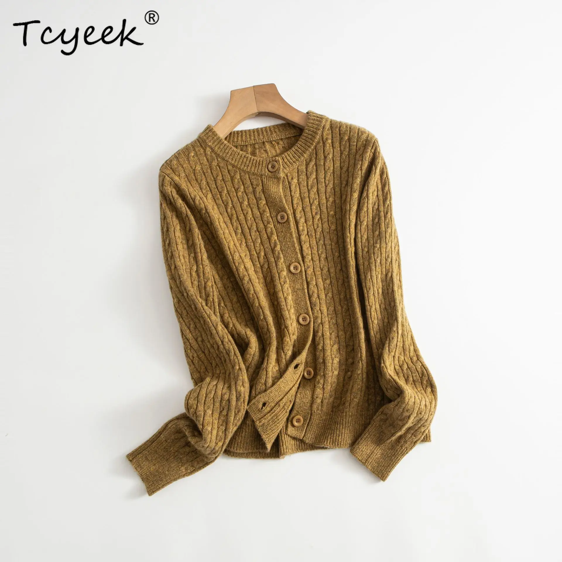 Tcyeek, 100%Merino Wool Retro Cardigan, Women Long Sleeve O Neck, Loose Commute Sweater Coat, 2024 Autumn Winter New T47873QC
Tcyeek, 100%Merino Wool Retro Cardigan, Women Long Sleeve O Neck, Loose Commute Sweater Coat, 2024 Autumn Winter New T47873QC