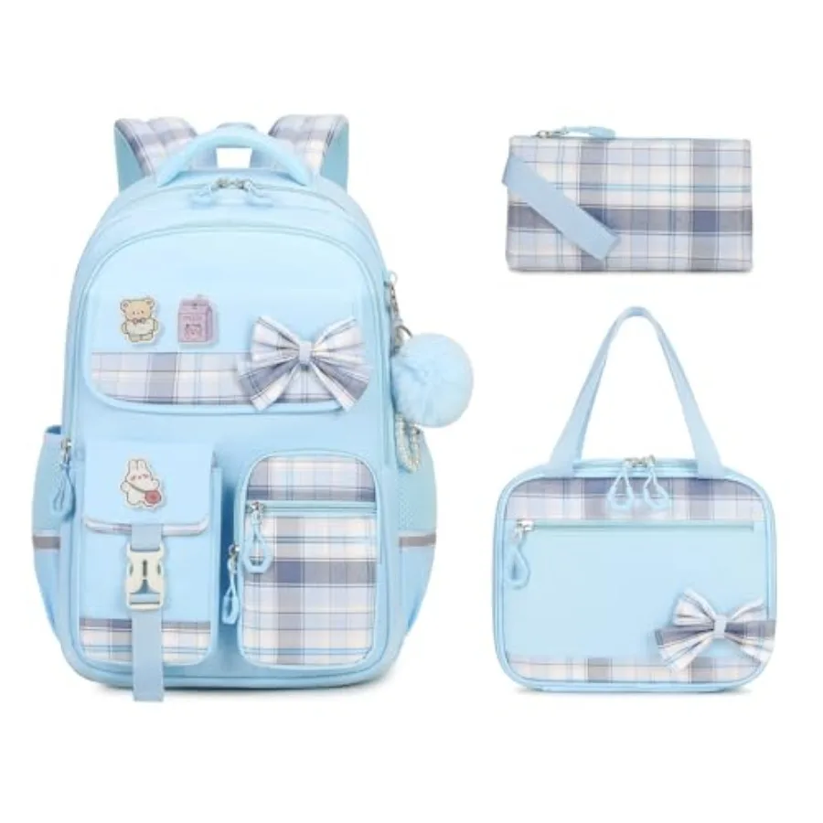 Girls Backpack, Backpack for Girls School Bags with Lunch Bag and Pen Case, Bow Plaid Book Bag for Elementary Middle Primary Hi
Girls Backpack, Backpack for Girls School Bags with Lunch Bag and Pen Case, Bow Plaid Book Bag for Elementary Middle Primary Hi