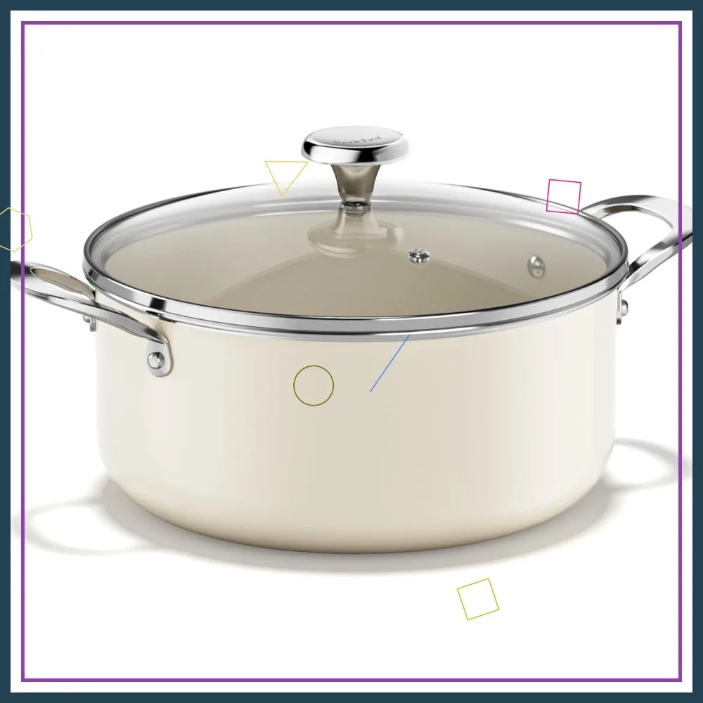 Керамическая кастрюля на 5 кварт с крышкой, антипригарная, для всех типов плит, с равномерным нагревом и охлаждающимися ручками, подходит для духовки и посудомоечной машины
Керамическая кастрюля на 5 кварт с крышкой, антипригарная, для всех типов плит, с равномерным нагревом и охлаждающимися ручками, подходит для духовки и посудомоечной машины