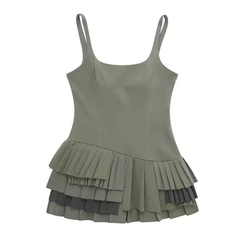 Women's Fashion Solid Pleated Backless Side Zipper Mini Dress Vintage Straps Square Collar Female Chic Lady Dresses 2025 New
Women's Fashion Solid Pleated Backless Side Zipper Mini Dress Vintage Straps Square Collar Female Chic Lady Dresses 2025 New