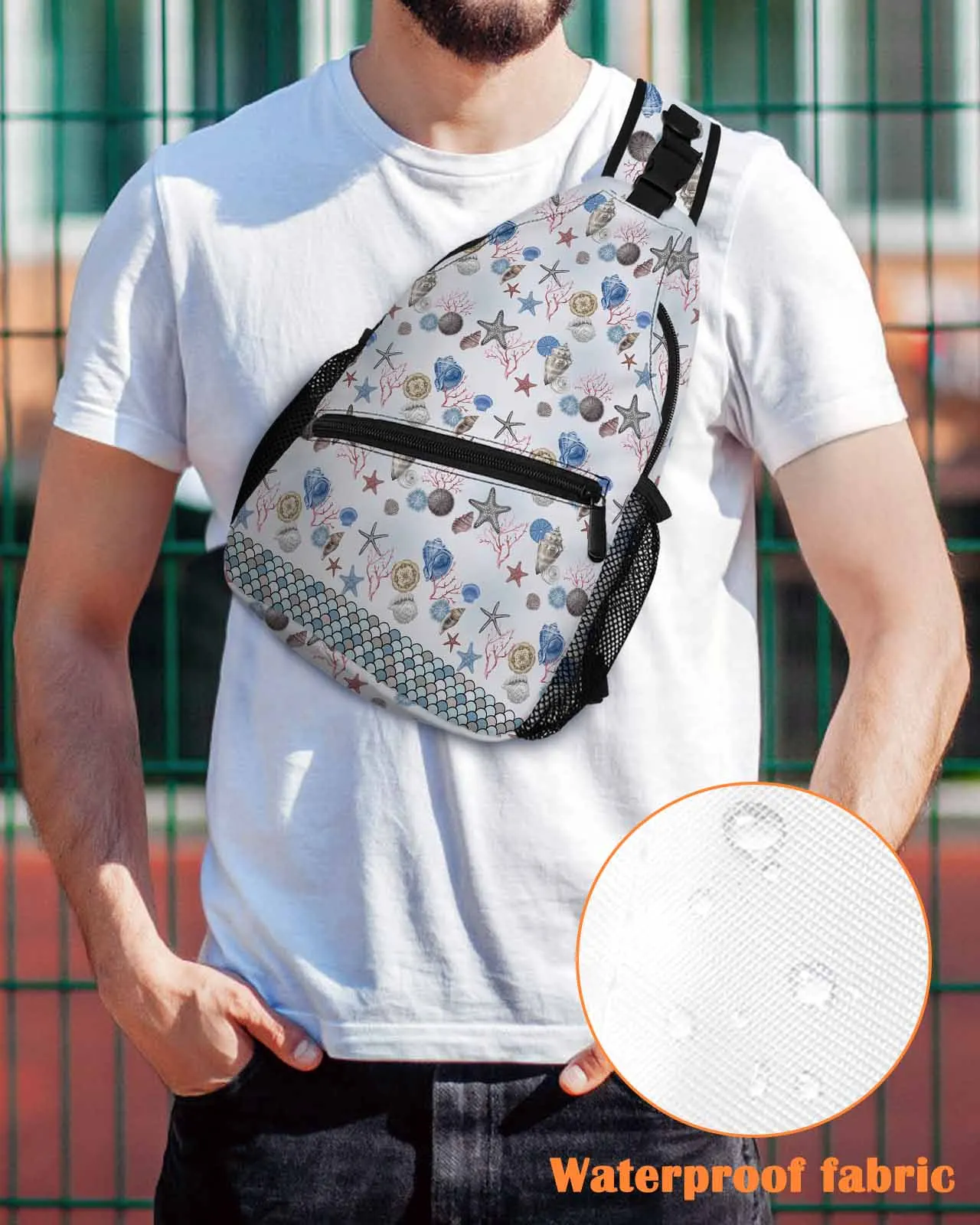 Ocean Shell Starfish Fish Scales Chest Bag for Man Women Casual Crossbody Bag Travel Shoulder Bag Large Capacity Sling Bag
Ocean Shell Starfish Fish Scales Chest Bag for Man Women Casual Crossbody Bag Travel Shoulder Bag Large Capacity Sling Bag