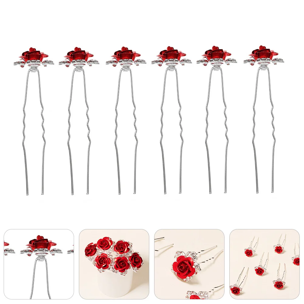 6Pcs Flower Hairpin U-Shaped Rhinestone Hair Fork for Bride Wedding Headdress Party Night Event Glittering Hair Decoration
6Pcs Flower Hairpin U-Shaped Rhinestone Hair Fork for Bride Wedding Headdress Party Night Event Glittering Hair Decoration