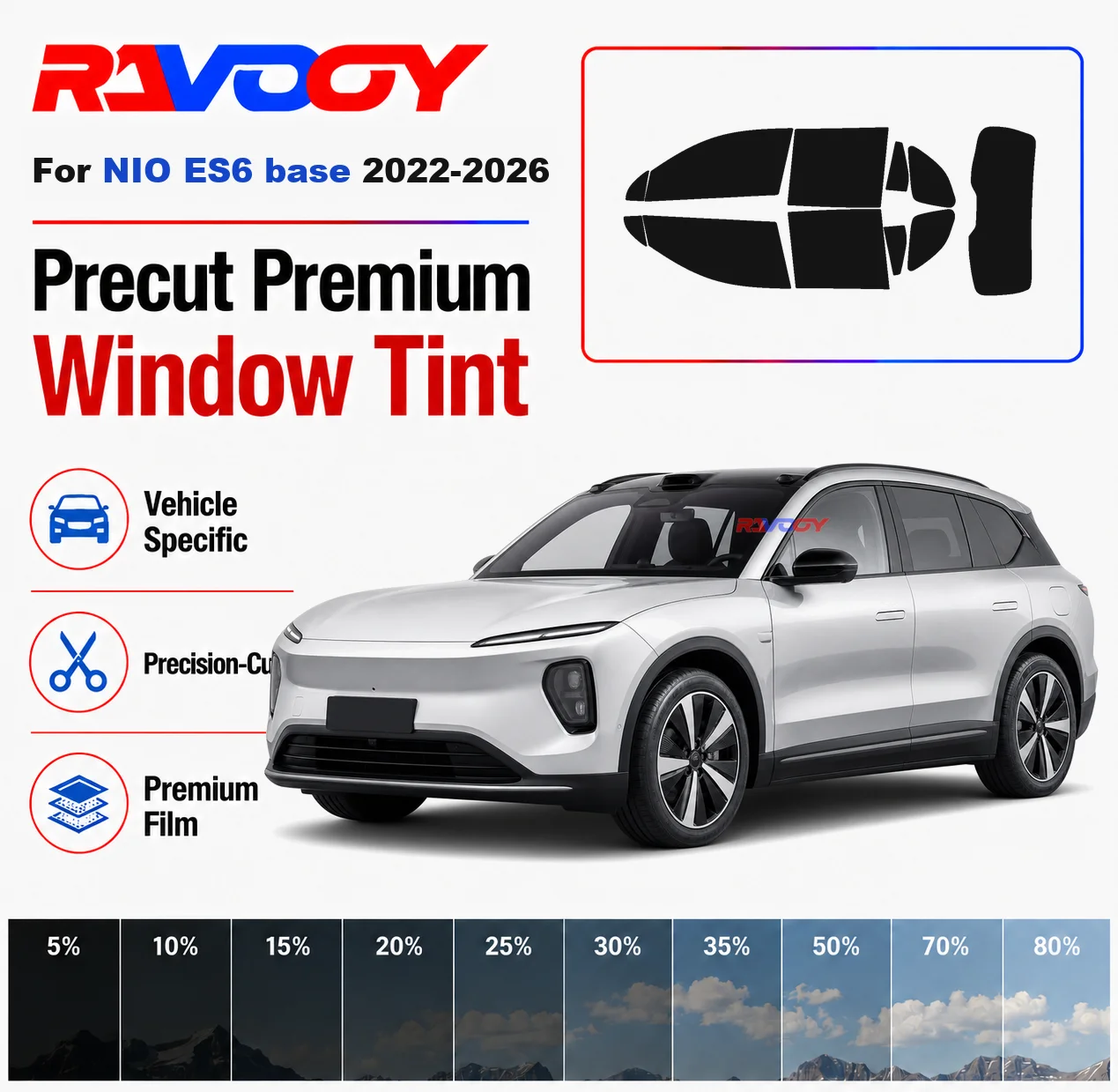 Premium Precut Window Tint Kit Front Windows Rear Windows Rear Windshield For NIO ES6 base 2022-2026 Car Solar Nano Ceramic Film
Premium Precut Window Tint Kit Front Windows Rear Windows Rear Windshield For NIO ES6 base 2022-2026 Car Solar Nano Ceramic Film
