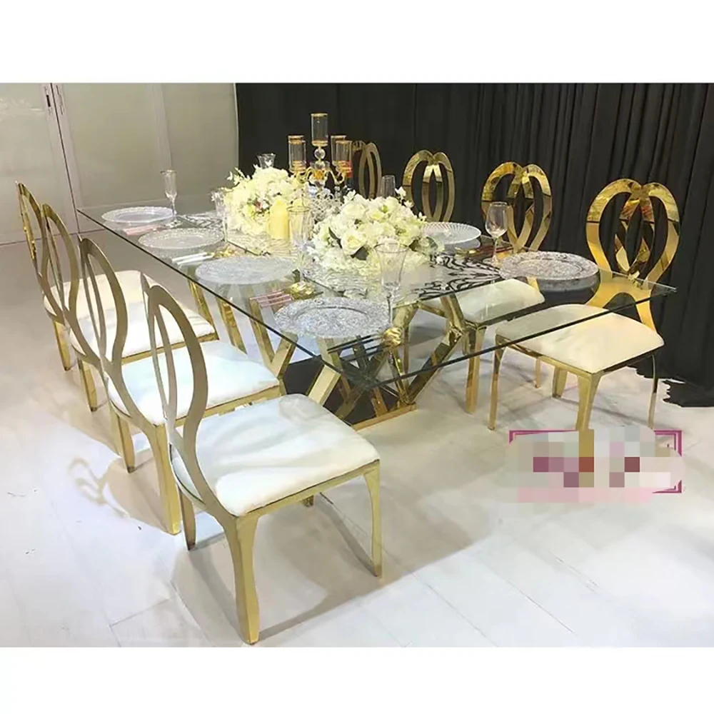 High quality Creative Design Banquet Rectangular Dining Stainless Steel Table With Glass Top For Sale
High quality Creative Design Banquet Rectangular Dining Stainless Steel Table With Glass Top For Sale