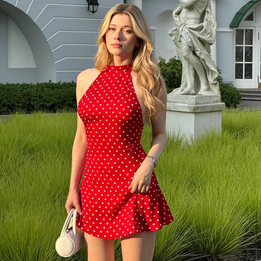 Talenza Polka Dot Mini Dress For Women Summer Off Shoulder Sleeveless Backless Halter Dress Female Elegant Party Slim Dress 2025
Talenza Polka Dot Mini Dress For Women Summer Off Shoulder Sleeveless Backless Halter Dress Female Elegant Party Slim Dress 2025