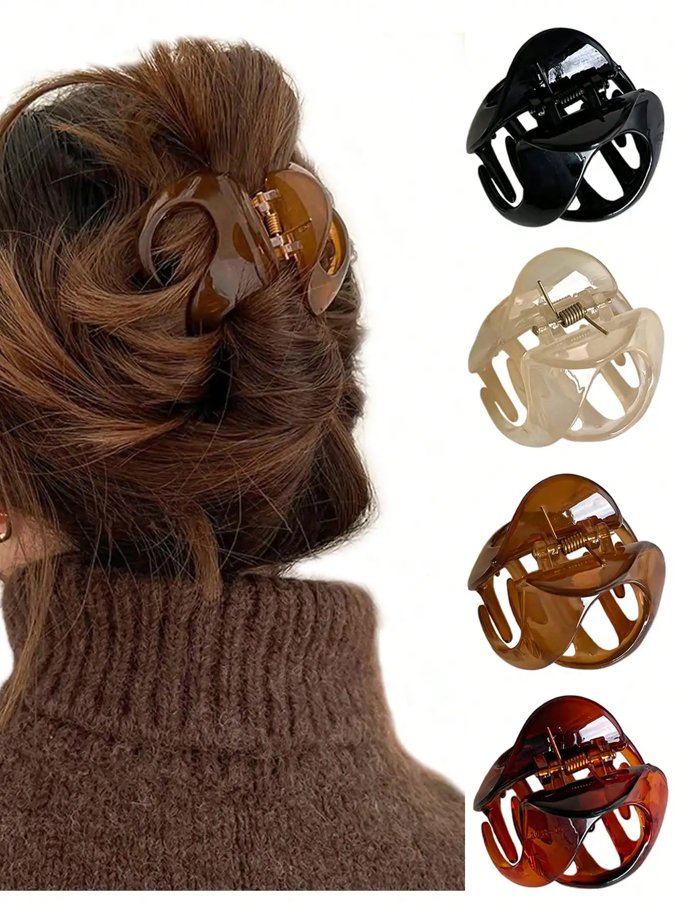 4pcs/1pc Women Asymmetrical Glossy Jelly Color Black, Beige, Brown, Amber 5.5cm/2.17" Light Plastic Hair Clips, Elegant, Minimalist Solid Color Hair Accessories, Suitable For Daily, Casual, Party, Commute, Holiday, Hairstyling, Makeup
4pcs/1pc Women Asymmetrical Glossy Jelly Color Black, Beige, Brown, Amber 5.5cm/2.17" Light Plastic Hair Clips, Elegant, Minimalist Solid Color Hair Accessories, Suitable For Daily, Casual, Party, Commute, Holiday, Hairstyling, Makeup