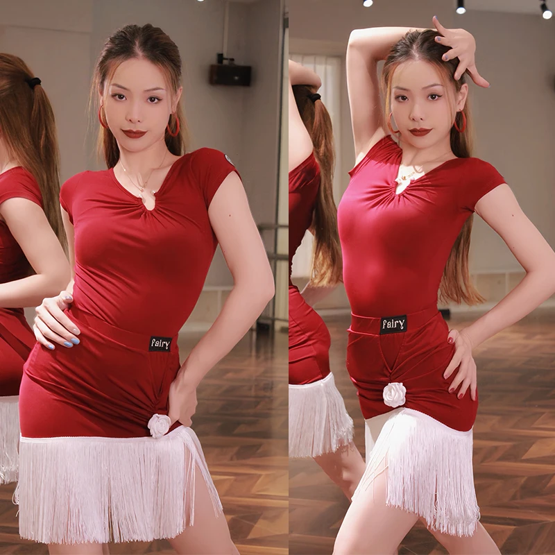Red Latin Dance Clothes Women Performance Costume Summer Latin Tops Fringe Skirt Club Rumba Cha Cha Competition Dress DNV24291
Red Latin Dance Clothes Women Performance Costume Summer Latin Tops Fringe Skirt Club Rumba Cha Cha Competition Dress DNV24291