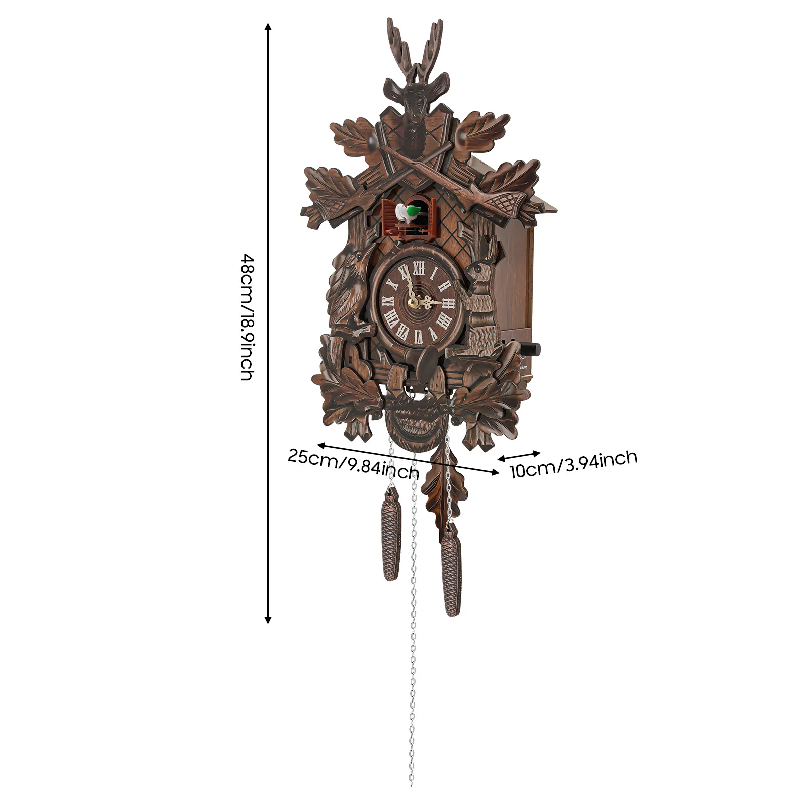 Vintage Black Forest Wooden Hunter Cuckoo Clock - Traditional Wood Carving Design Wall Decorative Timepiece
Vintage Black Forest Wooden Hunter Cuckoo Clock - Traditional Wood Carving Design Wall Decorative Timepiece
