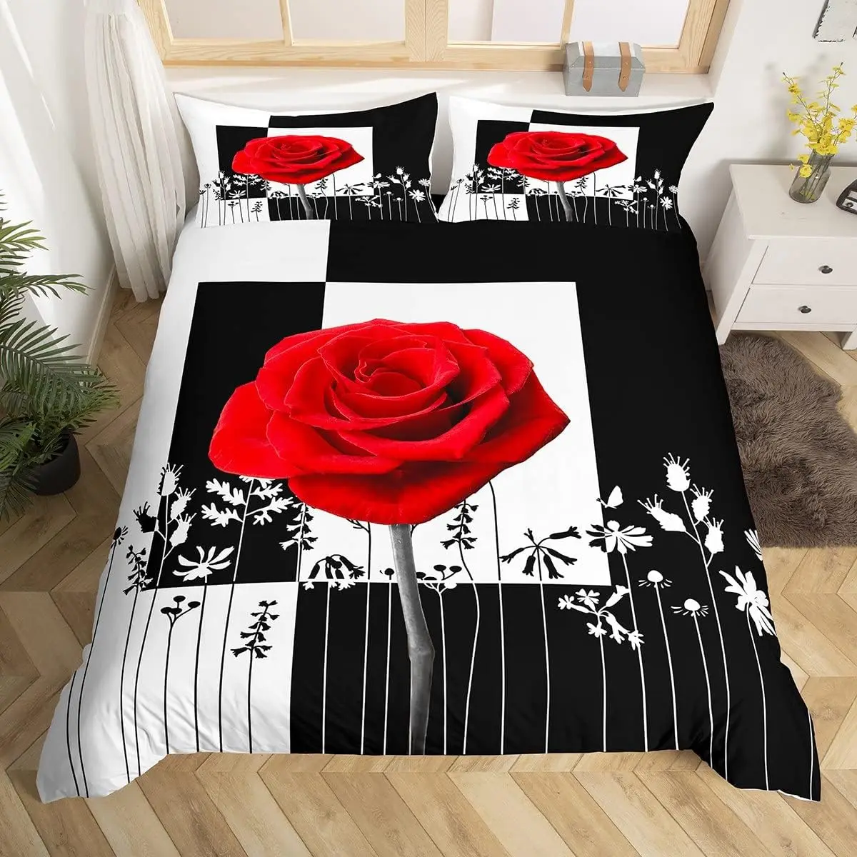 Romantic Rose Floral Duvet Cover Single Queen Size Valentine's Day Bedding Set Garden Flower Comforter Cover with 2 Pillowcase
Romantic Rose Floral Duvet Cover Single Queen Size Valentine's Day Bedding Set Garden Flower Comforter Cover with 2 Pillowcase