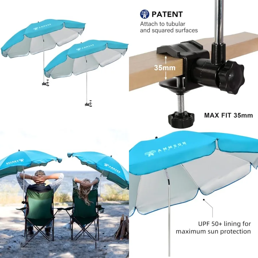 XL Chair Umbrella with Universal Clamp Adjustable 47 Inch and 360-degree Swivel UPF 50+, Portable Clamp on Camping or Beach Cha
XL Chair Umbrella with Universal Clamp Adjustable 47 Inch and 360-degree Swivel UPF 50+, Portable Clamp on Camping or Beach Cha