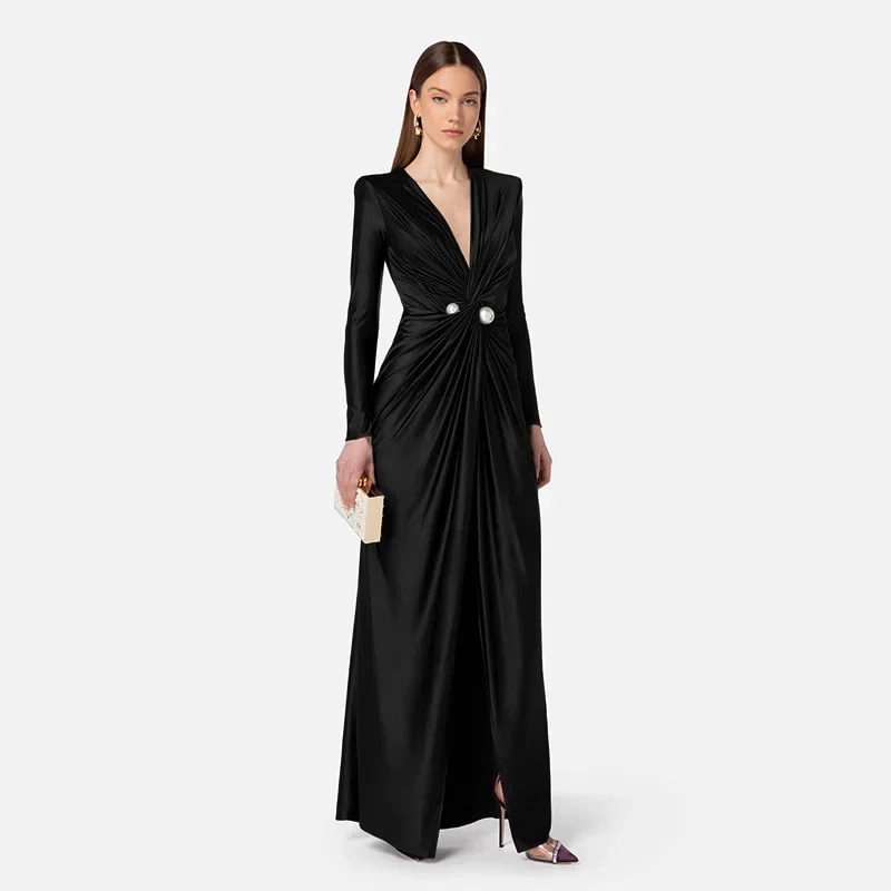 Sexy Deep V-neck Long sleeved Split Dress ins European and American Cross border New Style Fashionable Long Dress Women CSM70
Sexy Deep V-neck Long sleeved Split Dress ins European and American Cross border New Style Fashionable Long Dress Women CSM70