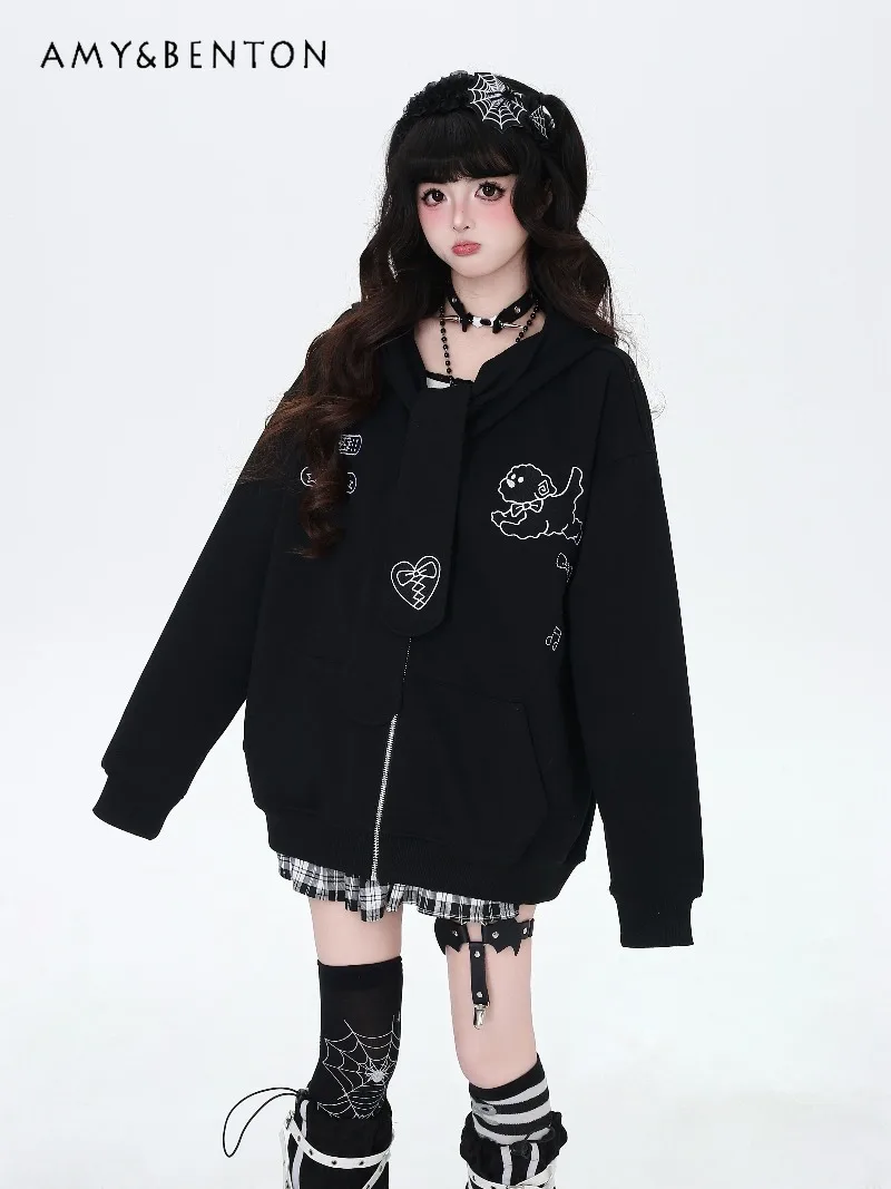 College Style Cute Cartoon Embroidered Hooded Casual Loose Detachable Ear Hooded Jacket Spring New Sweet Girl Slim Jacket Women
College Style Cute Cartoon Embroidered Hooded Casual Loose Detachable Ear Hooded Jacket Spring New Sweet Girl Slim Jacket Women