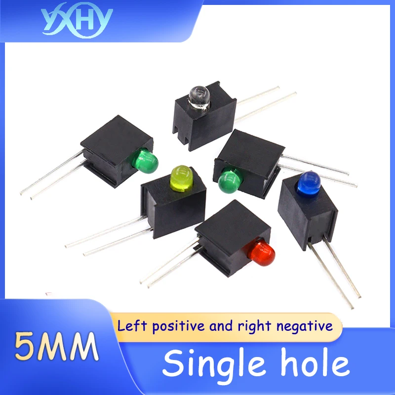 100pcs 5MM LED lamp beads with 1 hole lamp holder red, blue, yellow and green LED 90 degree bent feet
100pcs 5MM LED lamp beads with 1 hole lamp holder red, blue, yellow and green LED 90 degree bent feet