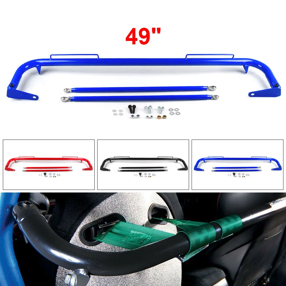 Stainless Steel Harness Bar 49" for Racing Seat Belt Chassis Roll Cage Support Rod Red Blue Black
Stainless Steel Harness Bar 49" for Racing Seat Belt Chassis Roll Cage Support Rod Red Blue Black