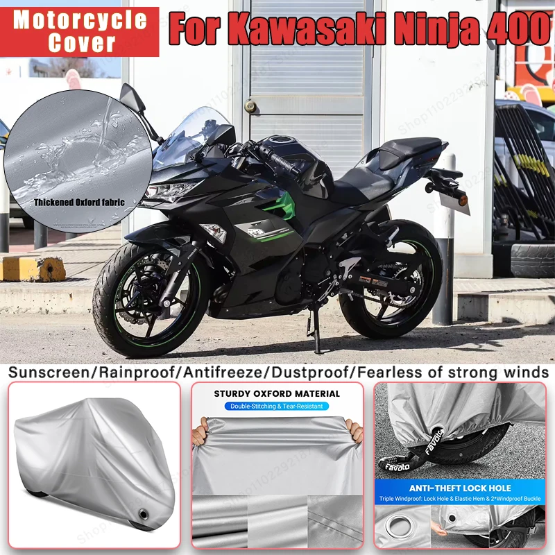 For Kawasaki Ninja 400 No Ear Motorcycle Cover - Outdoor Full Body Protection, Waterproof Dustproof Sunscreen Accessory
For Kawasaki Ninja 400 No Ear Motorcycle Cover - Outdoor Full Body Protection, Waterproof Dustproof Sunscreen Accessory