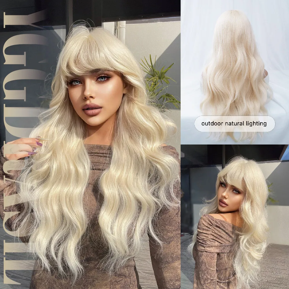 28Inch Blonde Classic Style Synthetic Wigs With Bang Long Natural Wavy Hair Wig For Women Daily Use Cosplay Heat Resistant
28Inch Blonde Classic Style Synthetic Wigs With Bang Long Natural Wavy Hair Wig For Women Daily Use Cosplay Heat Resistant