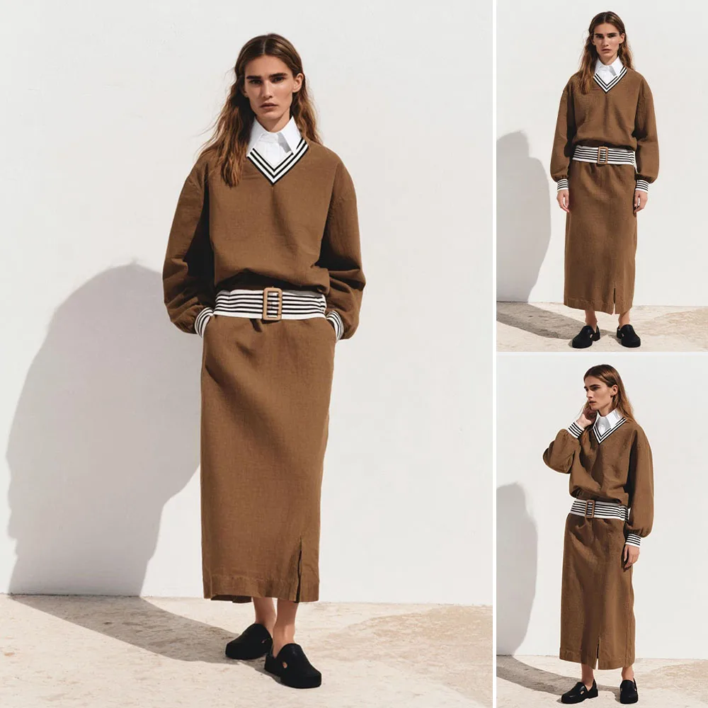 Бутик-блузки Mia Muse, осенние повседневные блузки K-Fashion контрастного цвета с длинными рукавами и v-образным вырезом, повседневные блузки для женщин
Бутик-блузки Mia Muse, осенние повседневные блузки K-Fashion контрастного цвета с длинными рукавами и v-образным вырезом, повседневные блузки для женщин