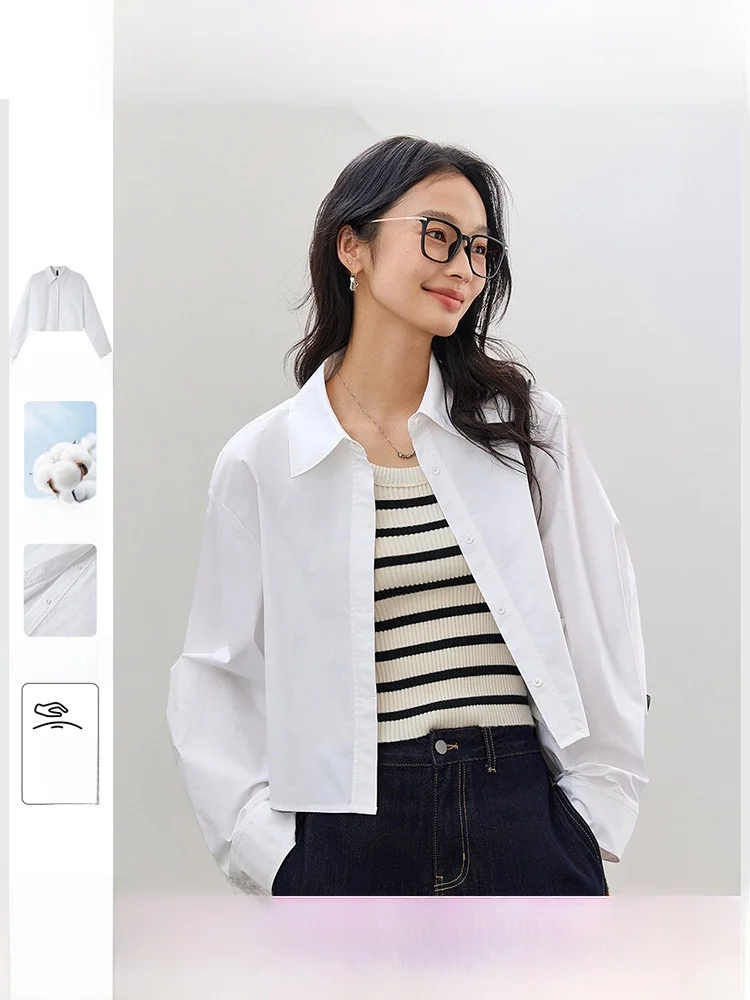Casual Style Pure Cotton Shirt Women's Commute Turn-down Collar Short Shirt Spring Autumn New Style High-grade Feeling Top
Casual Style Pure Cotton Shirt Women's Commute Turn-down Collar Short Shirt Spring Autumn New Style High-grade Feeling Top