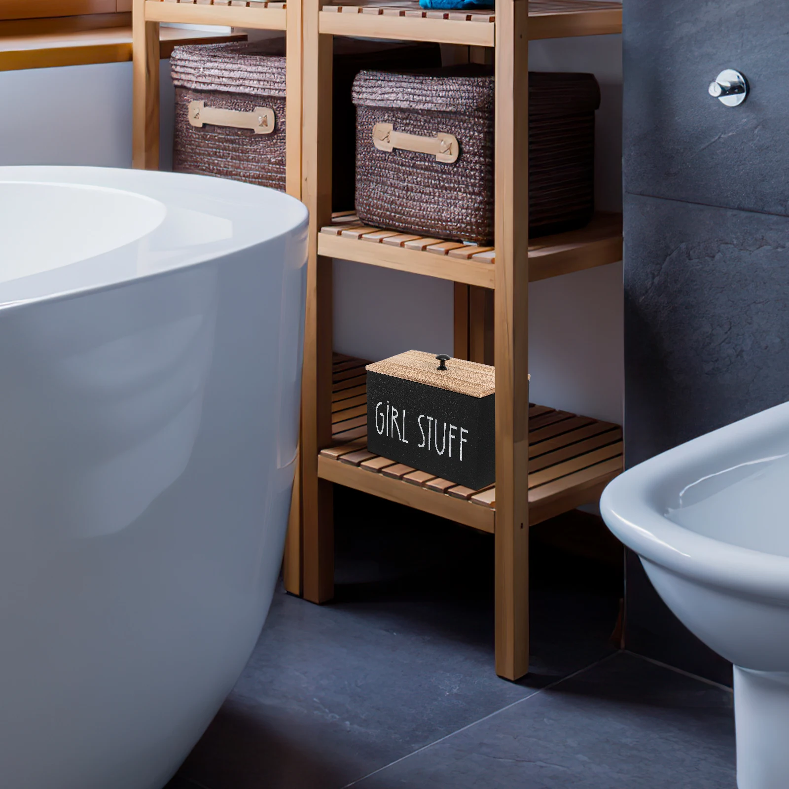 Wood Storage Box Tampon Organizer Removable Divider Privacy Lid Feminine Product Holder Bathroom Organizer Cotton Pads Laundry
Wood Storage Box Tampon Organizer Removable Divider Privacy Lid Feminine Product Holder Bathroom Organizer Cotton Pads Laundry