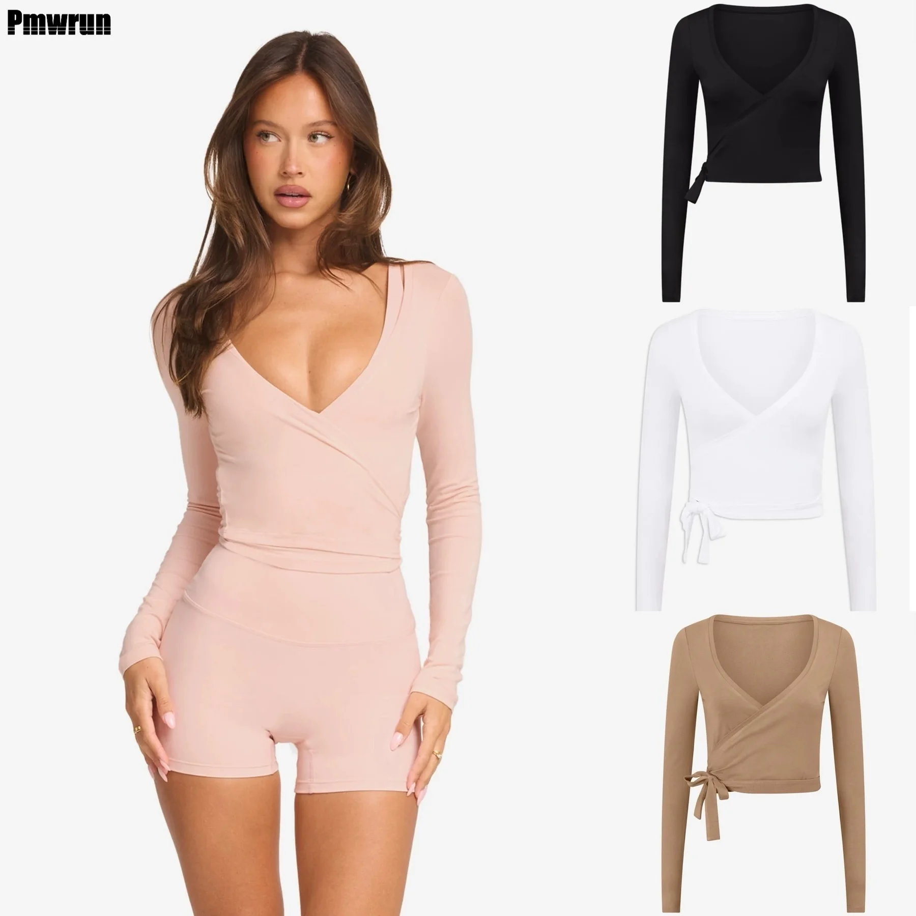 PMWRUIN, комплект из трех предметов для йоги для женщин, топ с длинными рукавами и шорты с запахом, дышащий эластичный тренировочный костюм для бега в тренажерном зале, йоги
PMWRUIN, комплект из трех предметов для йоги для женщин, топ с длинными рукавами и шорты с запахом, дышащий эластичный тренировочный костюм для бега в тренажерном зале, йоги