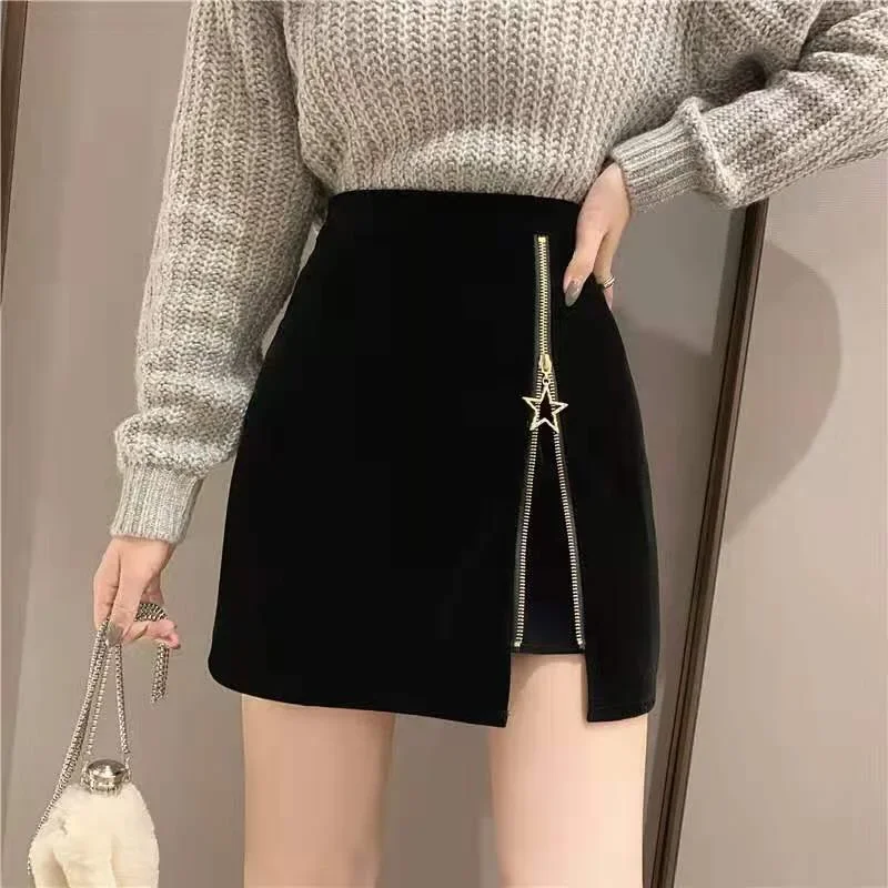Women Autumn Winter High Waist A-Line Bodycon Elegant Skirts Korean Tweed Female Sexy Star Zipper Slim Short Skirt Office Lady
Women Autumn Winter High Waist A-Line Bodycon Elegant Skirts Korean Tweed Female Sexy Star Zipper Slim Short Skirt Office Lady
