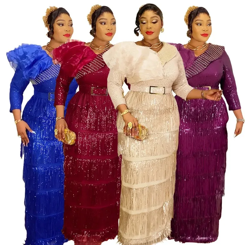 Plus Size African Party Dresses for Women 2025 New Dashiki Tassel Sequin Wedding Evening Gown Elegant Muslim Maxi Dress Outfits
Plus Size African Party Dresses for Women 2025 New Dashiki Tassel Sequin Wedding Evening Gown Elegant Muslim Maxi Dress Outfits