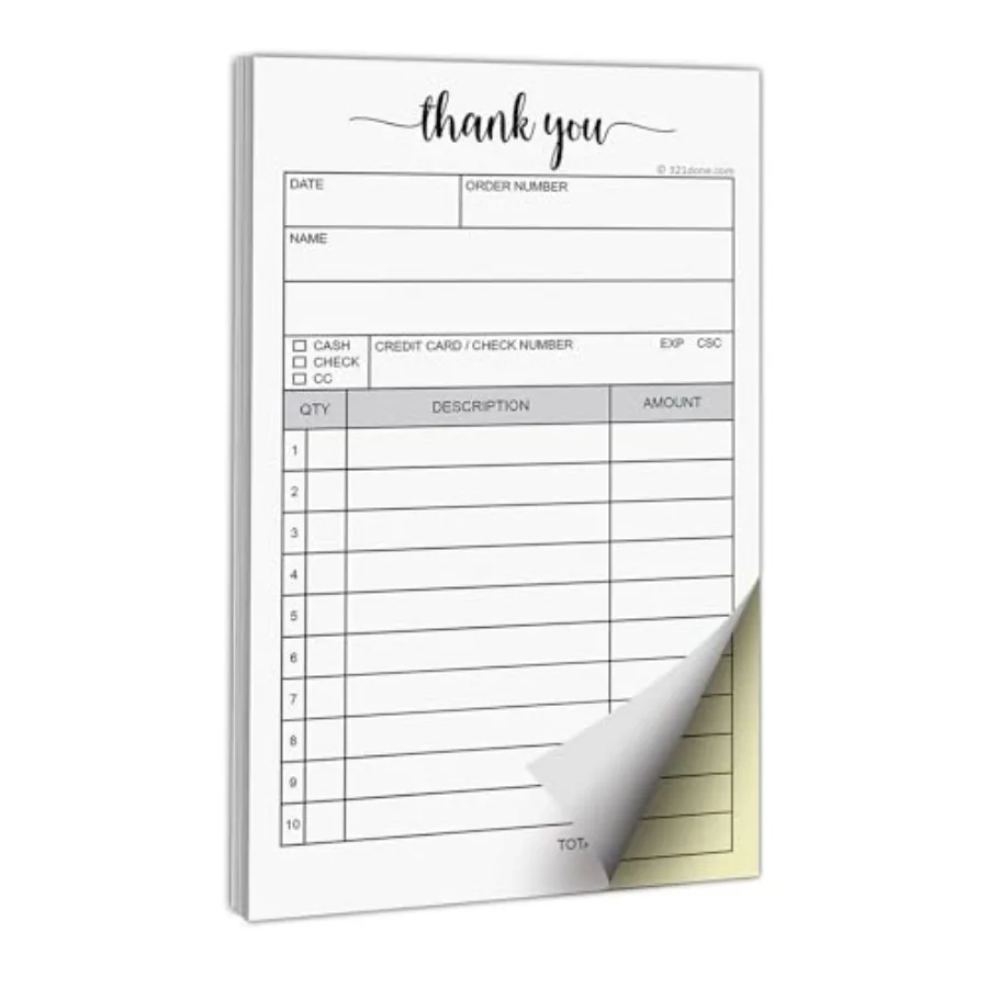 Pad with Carbon Copies for Small Boutique Business, 2-Part Carbonless Carbon Copy Duplicate, Sales Order and Book, 3.4x5.5 Hand
Pad with Carbon Copies for Small Boutique Business, 2-Part Carbonless Carbon Copy Duplicate, Sales Order and Book, 3.4x5.5 Hand