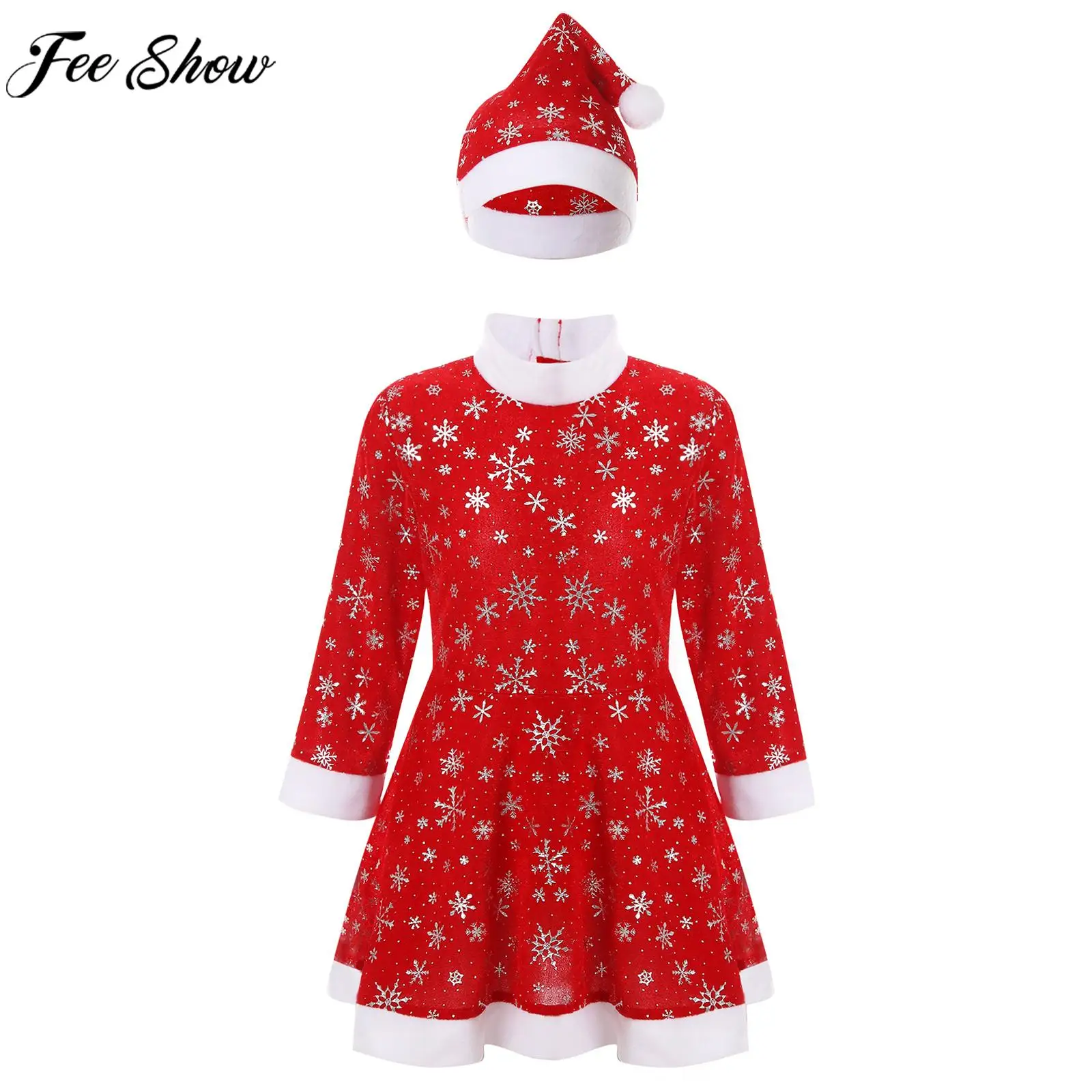 Children Girls Christmas Snowflake Print Dress with Hat Xmas New Year Masquerade Party Santa Claus Cosplay Performance Costume
Children Girls Christmas Snowflake Print Dress with Hat Xmas New Year Masquerade Party Santa Claus Cosplay Performance Costume