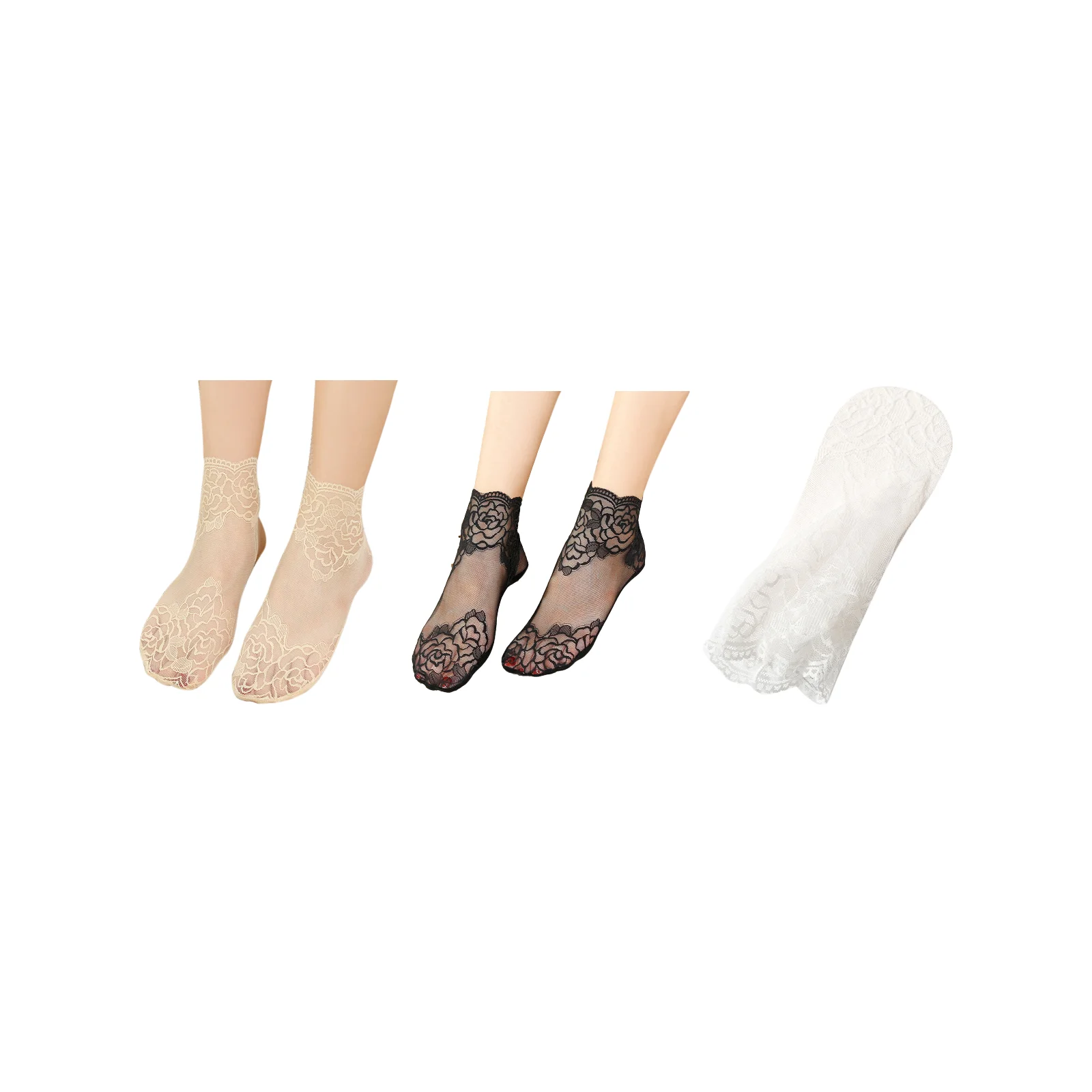 Light Skin/Black/White Women's Lace Socks Three-Color Combination Set
Light Skin/Black/White Women's Lace Socks Three-Color Combination Set