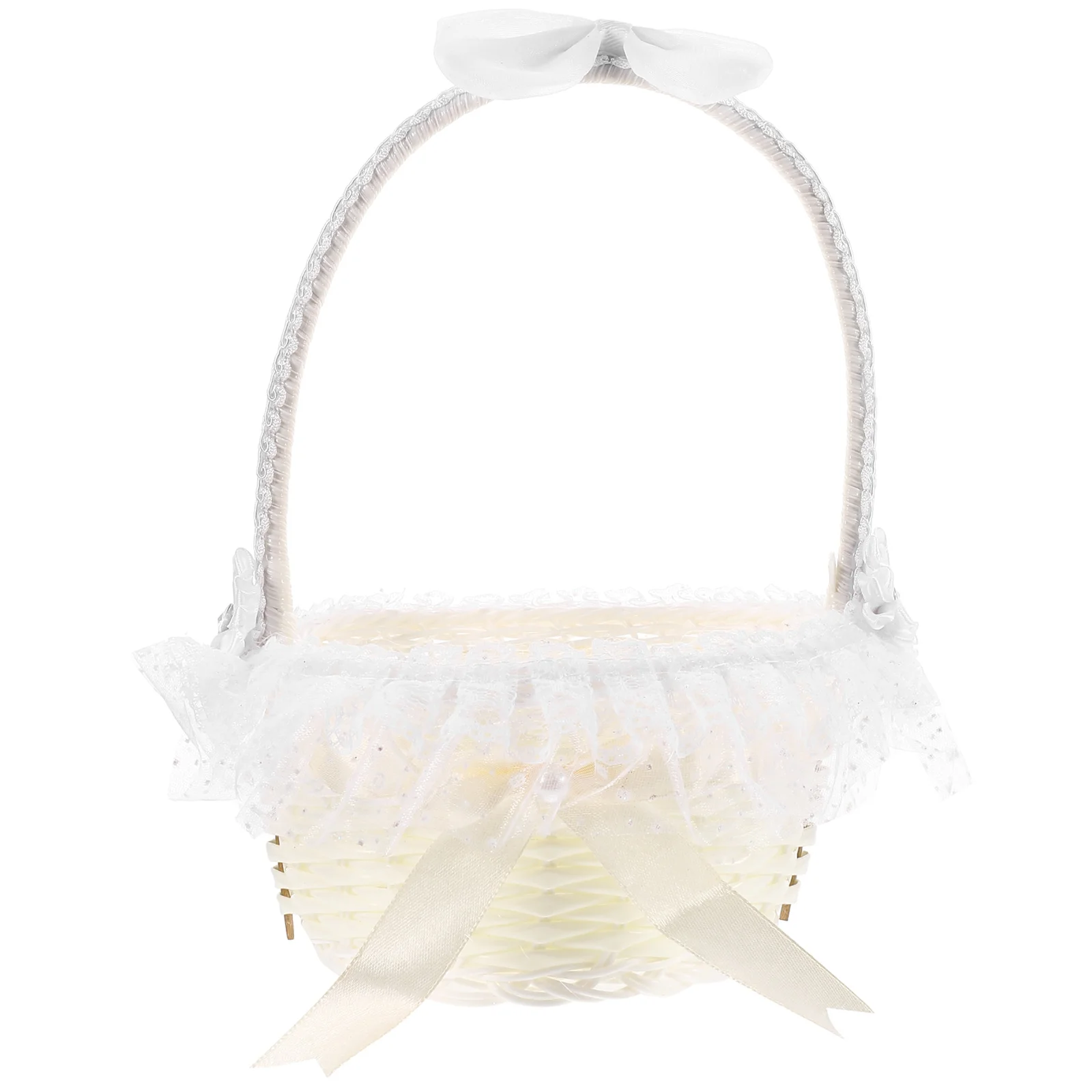 1 Flower Girl Basket White Fabric Lace MultiFunctional Wedding Ceremony Bridal Flower Basket Small Baskets With Handles
1 Flower Girl Basket White Fabric Lace MultiFunctional Wedding Ceremony Bridal Flower Basket Small Baskets With Handles