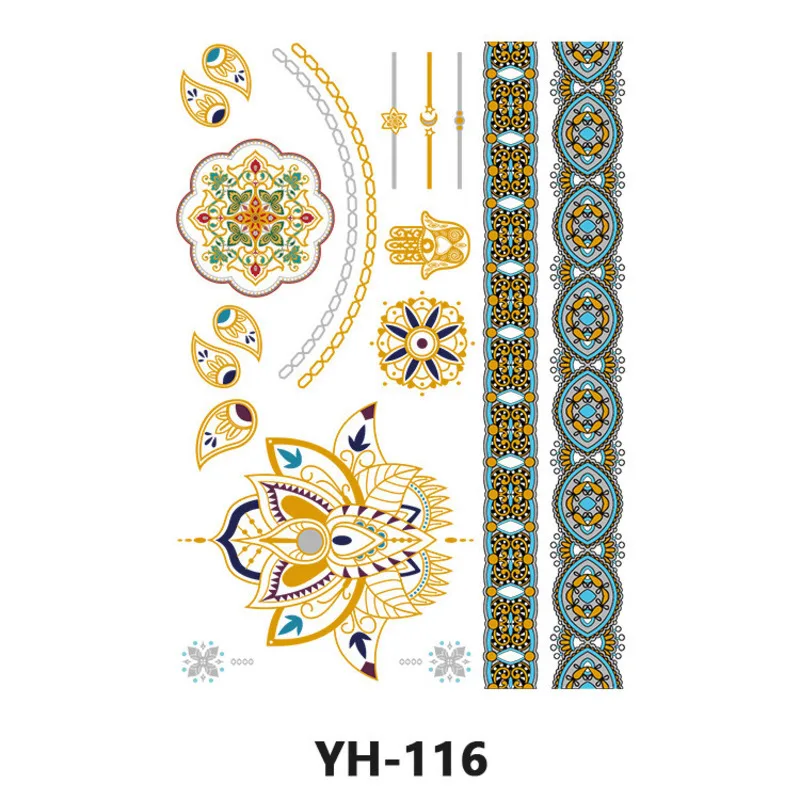 Waterproof Gold-embossed Tattoo Stickers, Trendy Silver-embossed Metal Tattoo Stickers In Europe And America
Waterproof Gold-embossed Tattoo Stickers, Trendy Silver-embossed Metal Tattoo Stickers In Europe And America